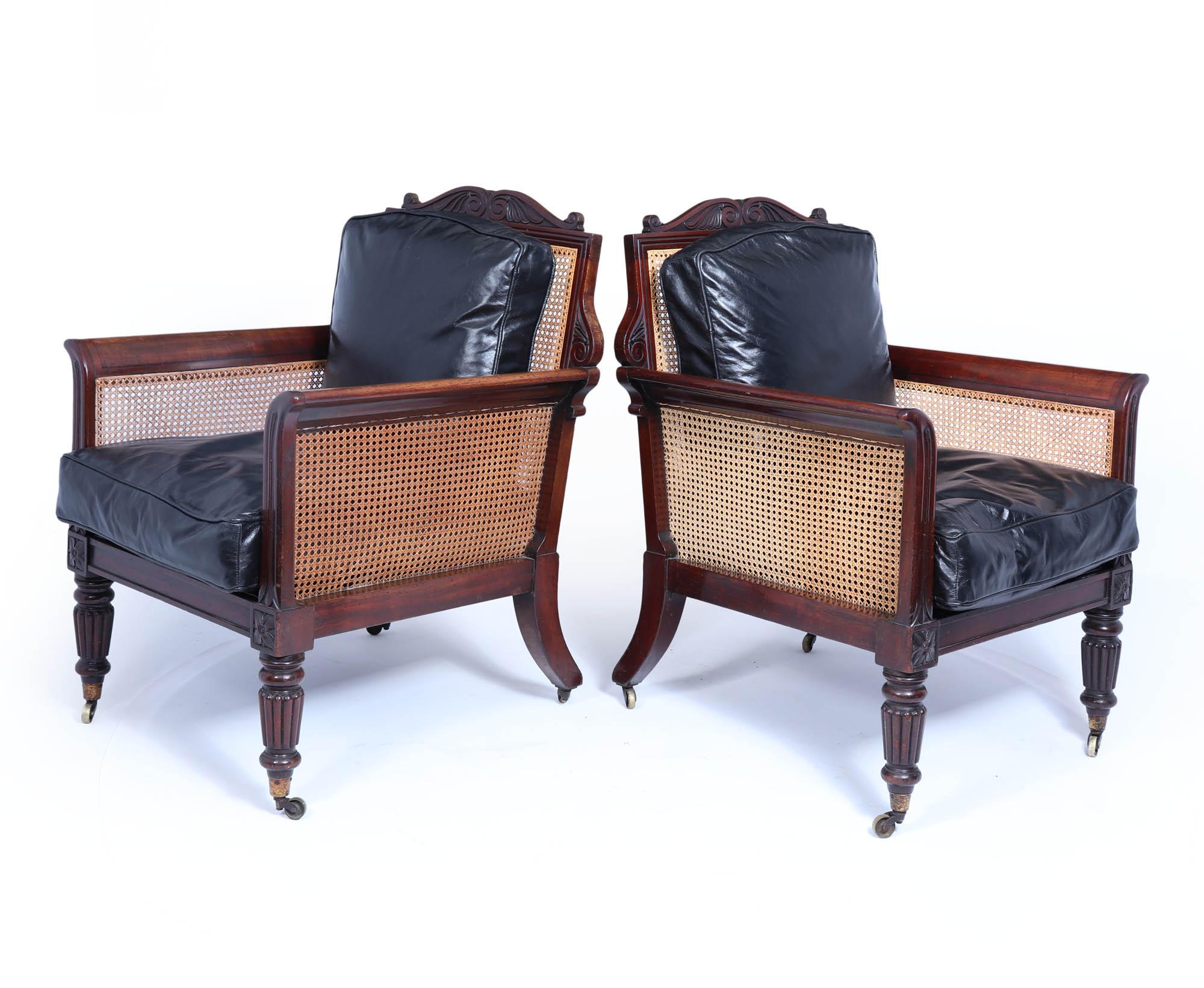 English Pair of regency Library Chairs Attributed to Gillows For Sale