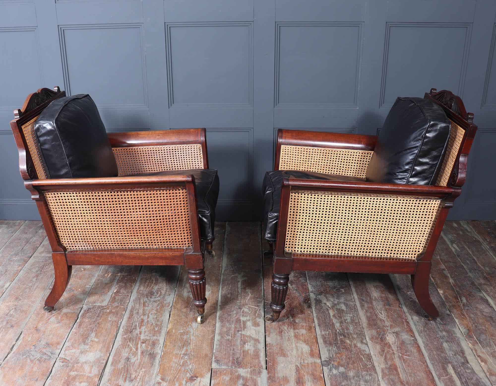 Pair of regency Library Chairs Attributed to Gillows For Sale 1