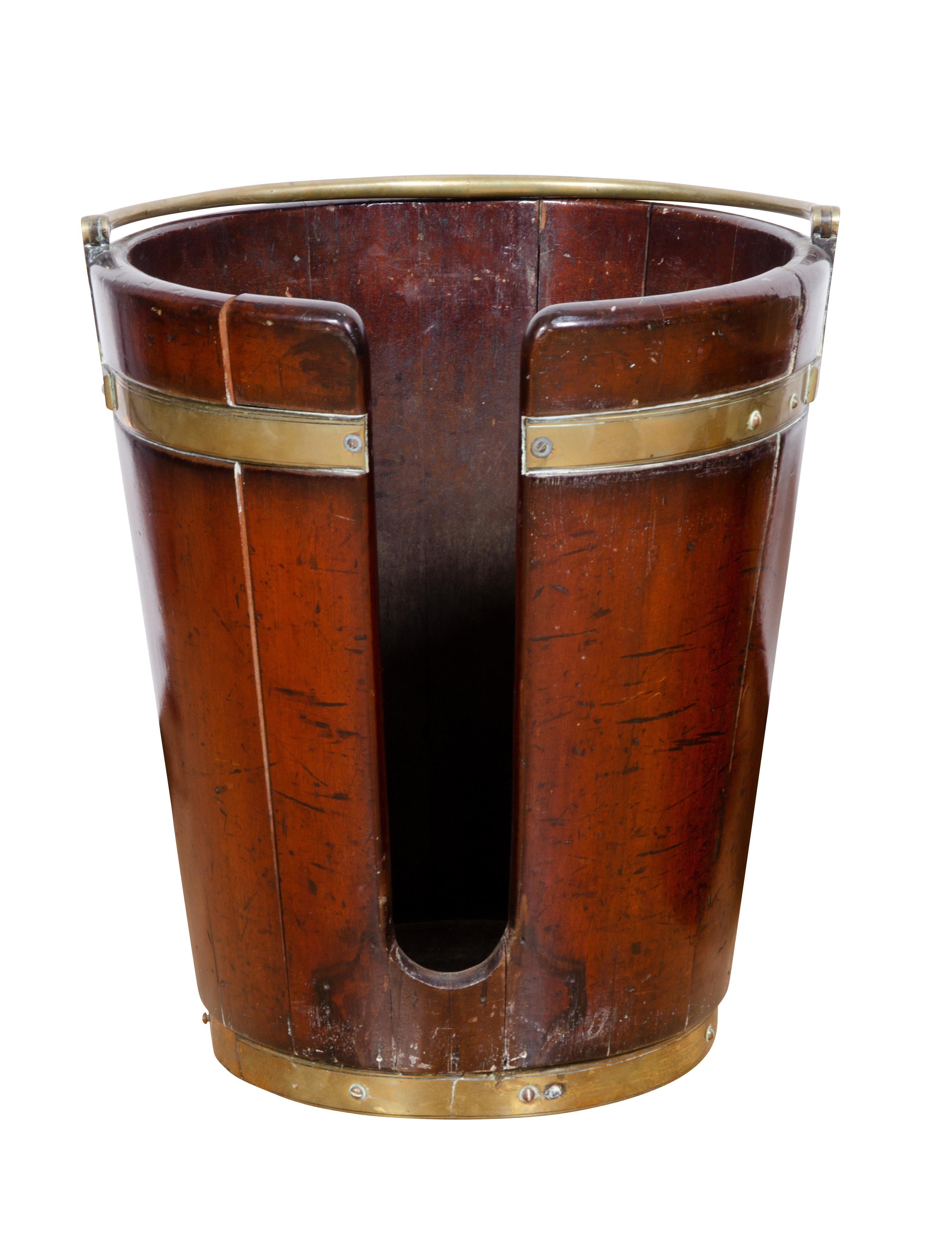 Pair of Regency Mahogany and Brass Bound Peat Buckets For Sale 6