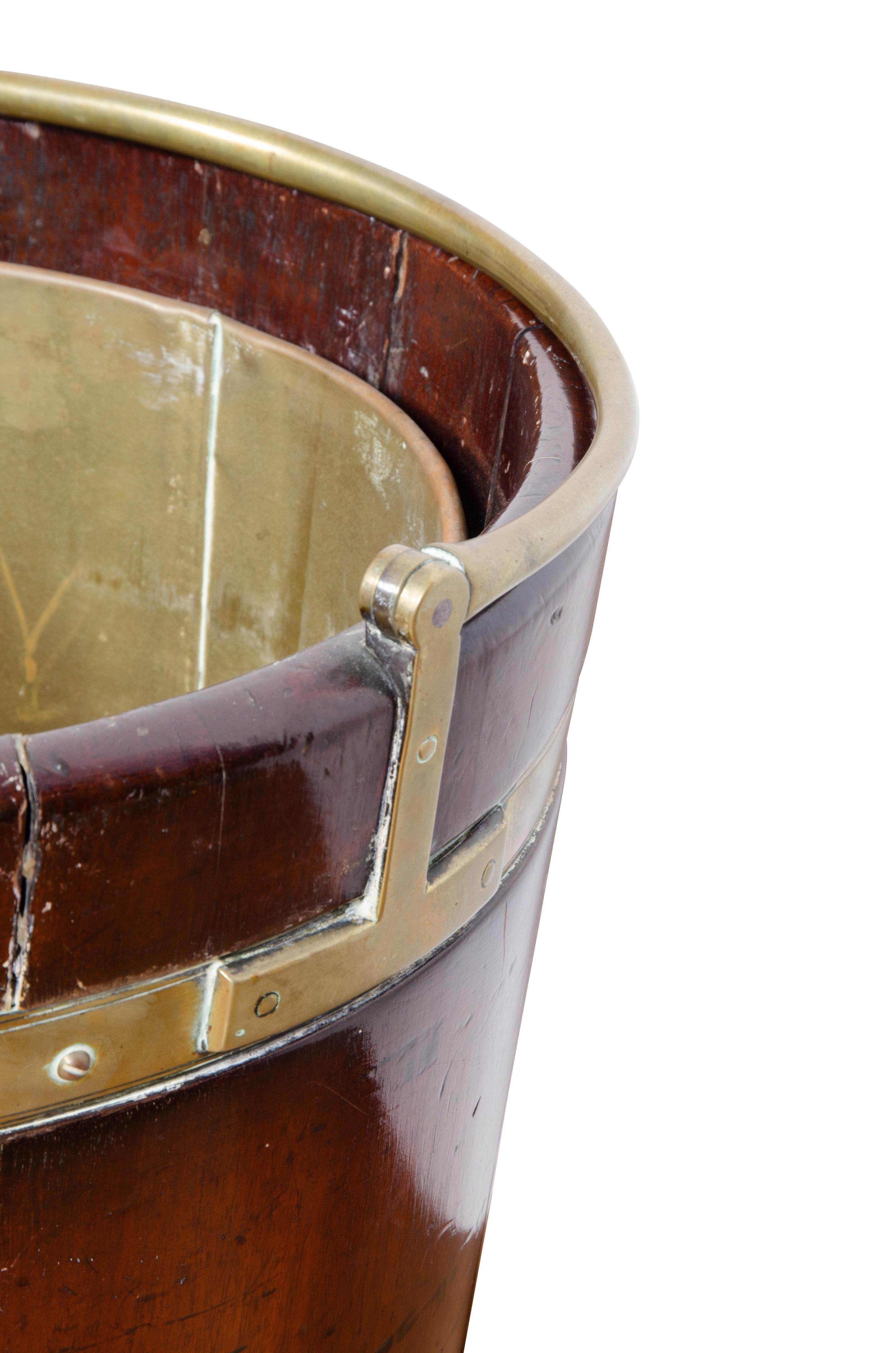 Pair of Regency Mahogany and Brass Bound Peat Buckets For Sale at 1stDibs