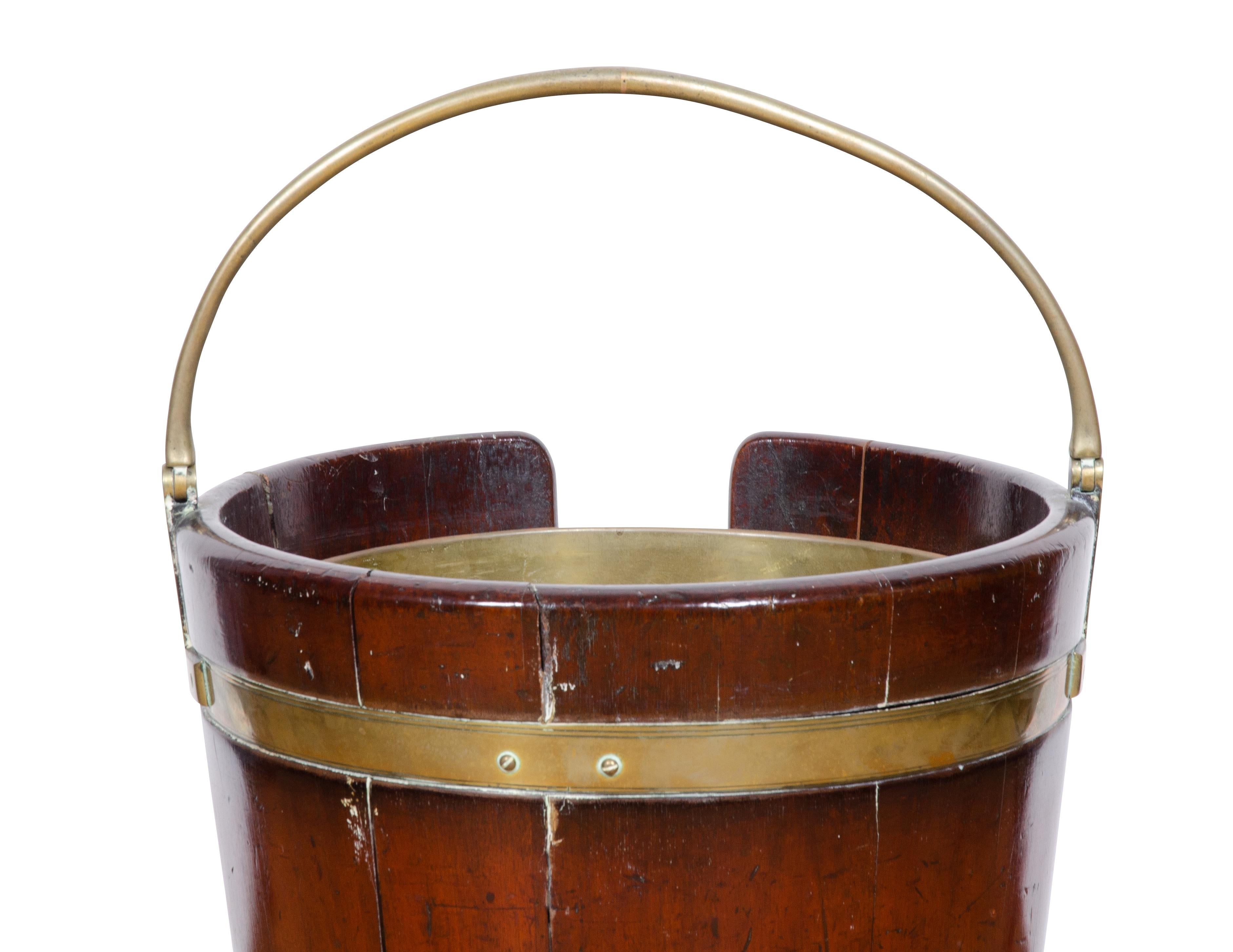 Pair of Regency Mahogany and Brass Bound Peat Buckets For Sale 8