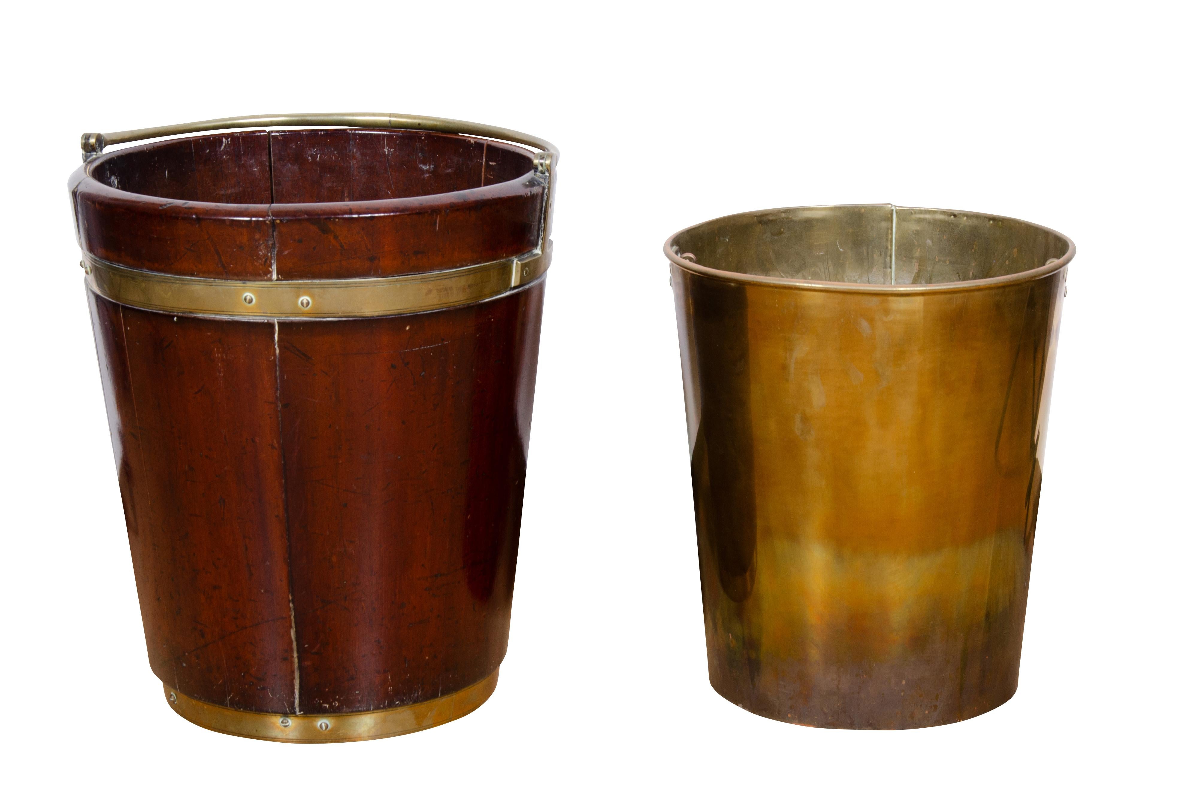 Pair of Regency Mahogany and Brass Bound Peat Buckets For Sale 2