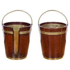 Pair of Regency Mahogany and Brass Bound Peat Buckets