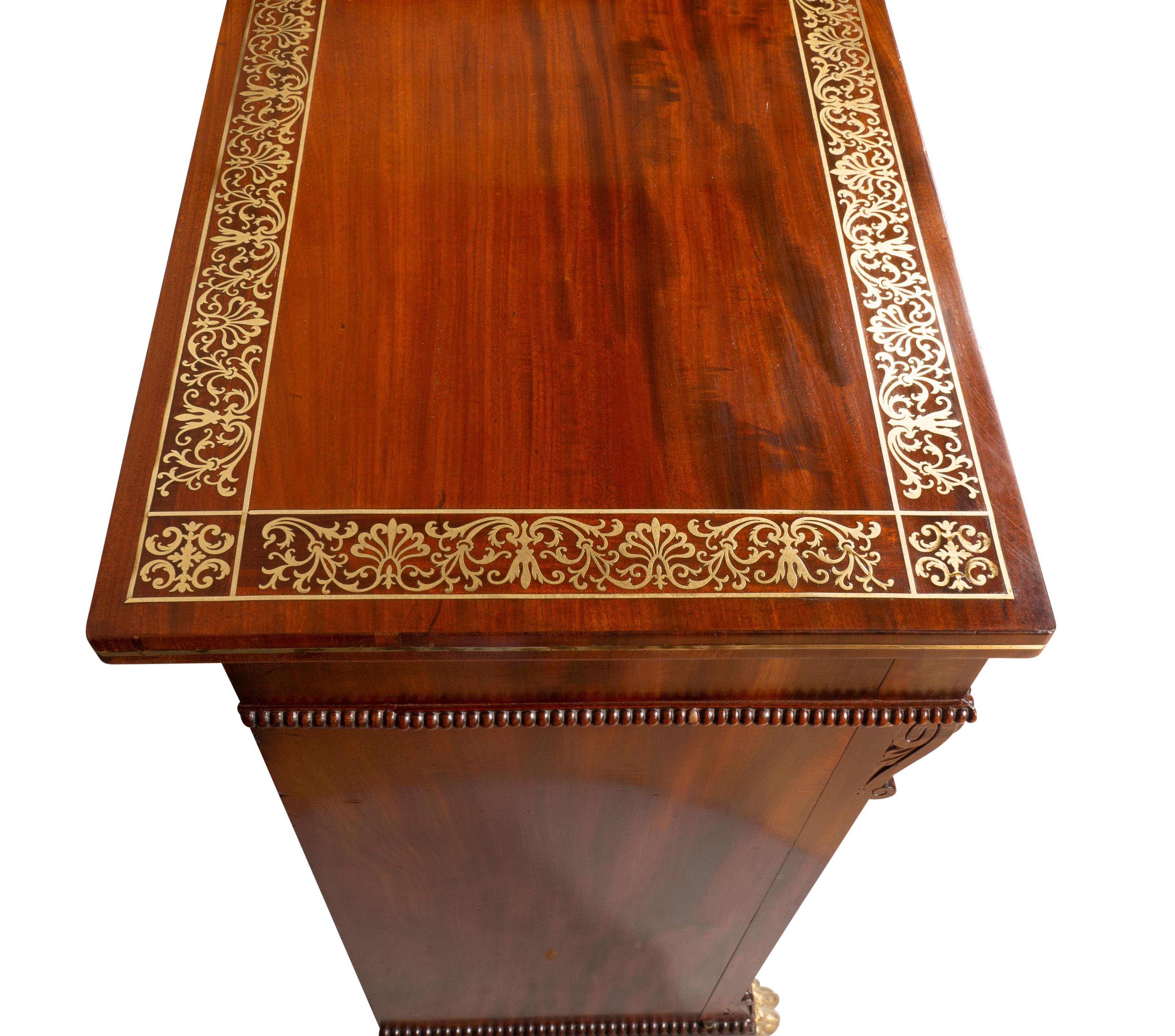Pair Of Regency Mahogany And Brass Inlaid Credenzas From Westport House, Ireland For Sale 5