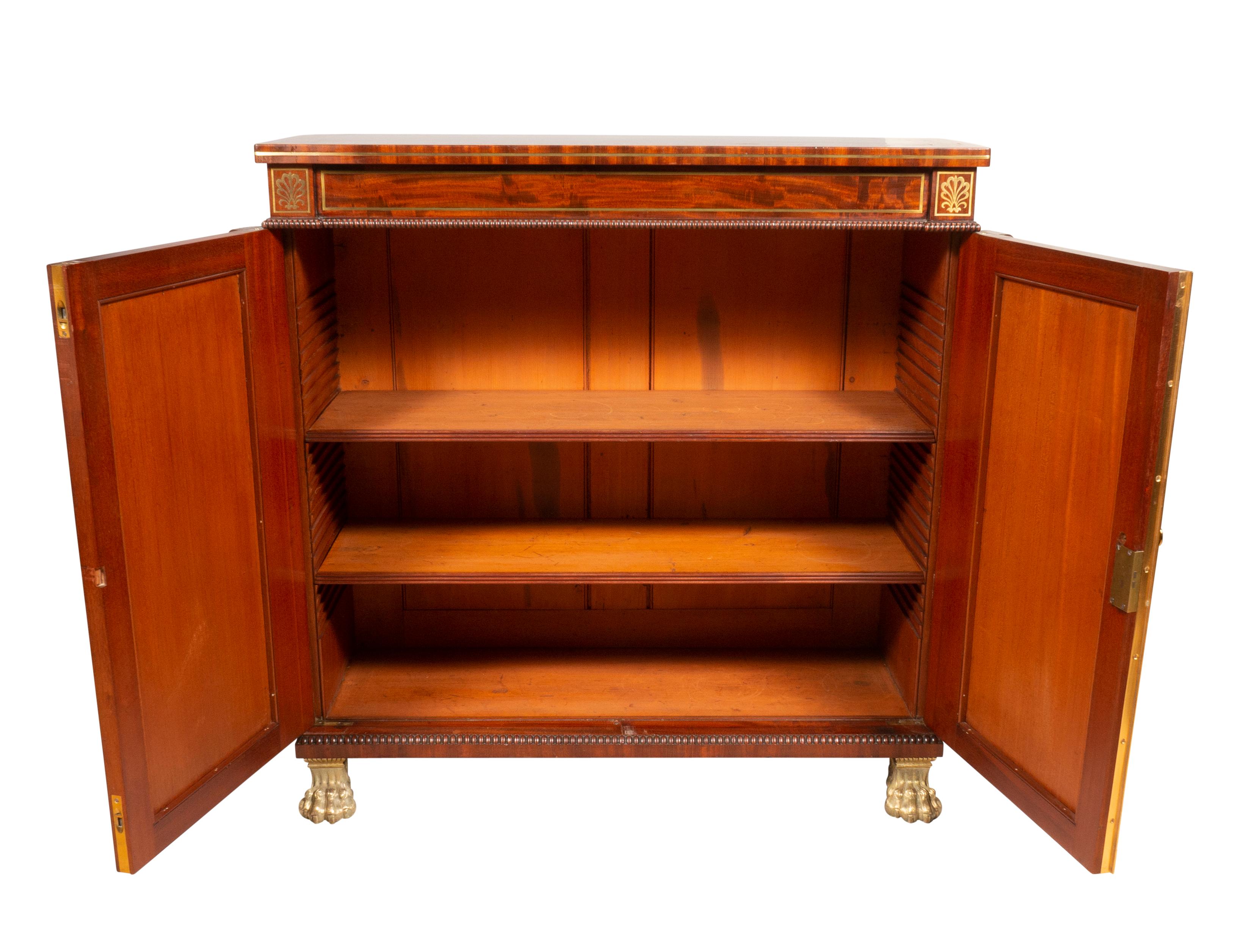 Pair Of Regency Mahogany And Brass Inlaid Credenzas From Westport House, Ireland For Sale 2