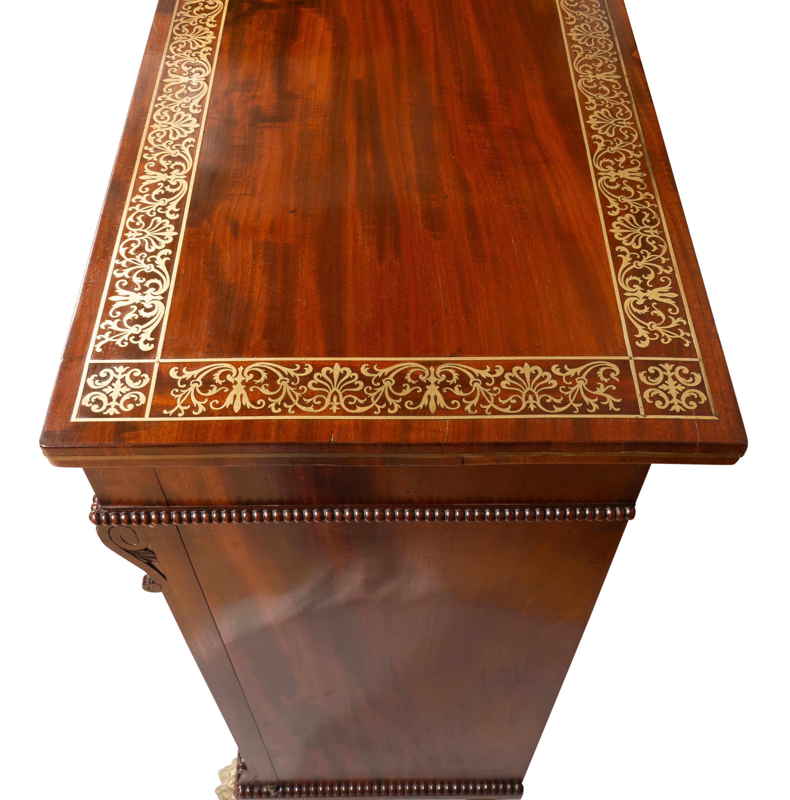Pair Of Regency Mahogany And Brass Inlaid Credenzas From Westport House, Ireland For Sale 3