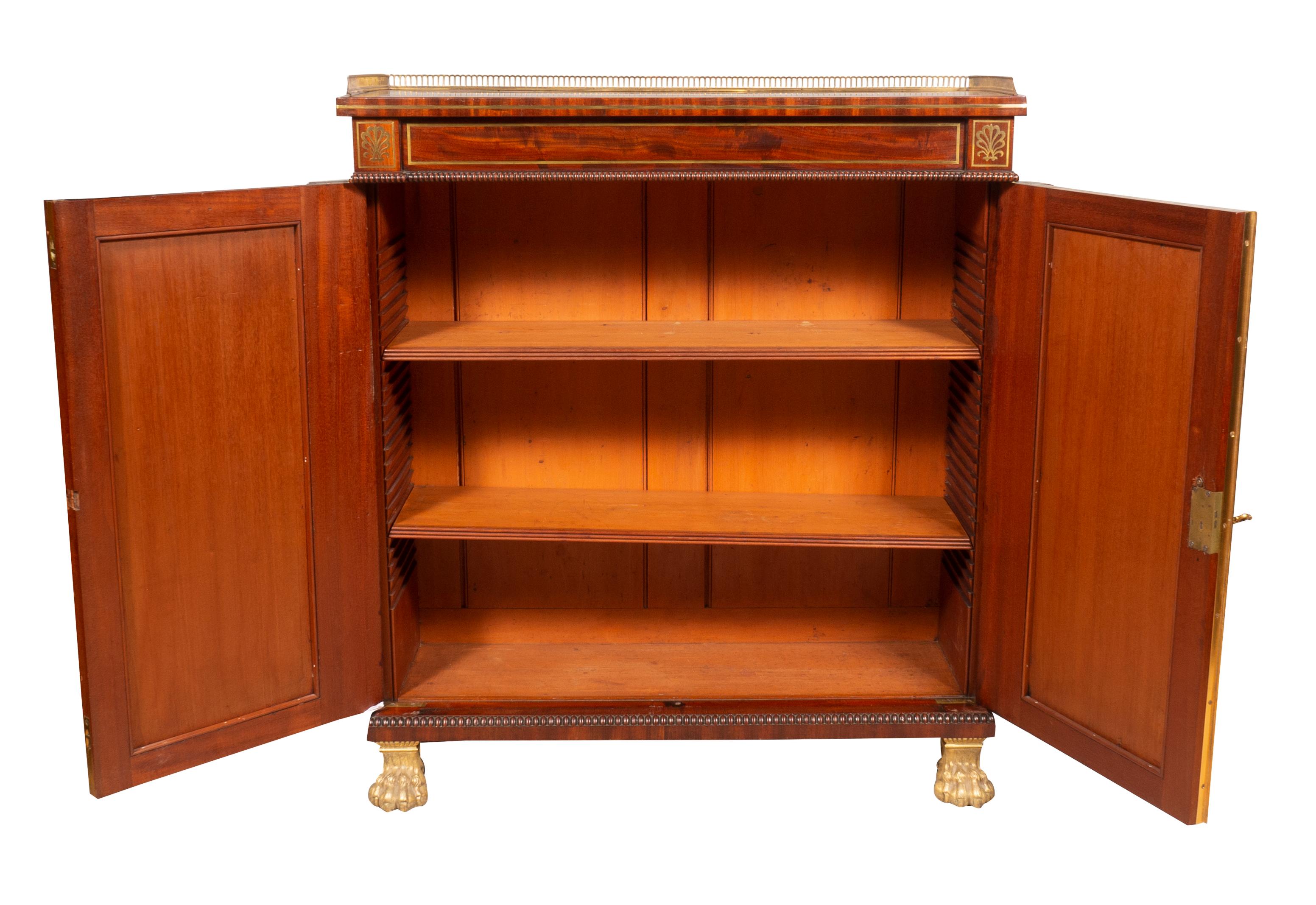 Pair Of Regency Mahogany And Brass Inlaid Credenzas From Westport House, Ireland For Sale 4