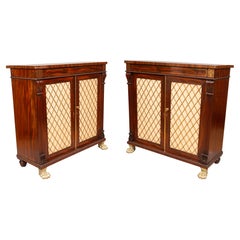 Pair Of Regency Mahogany And Brass Inlaid Credenzas From Westport House, Ireland