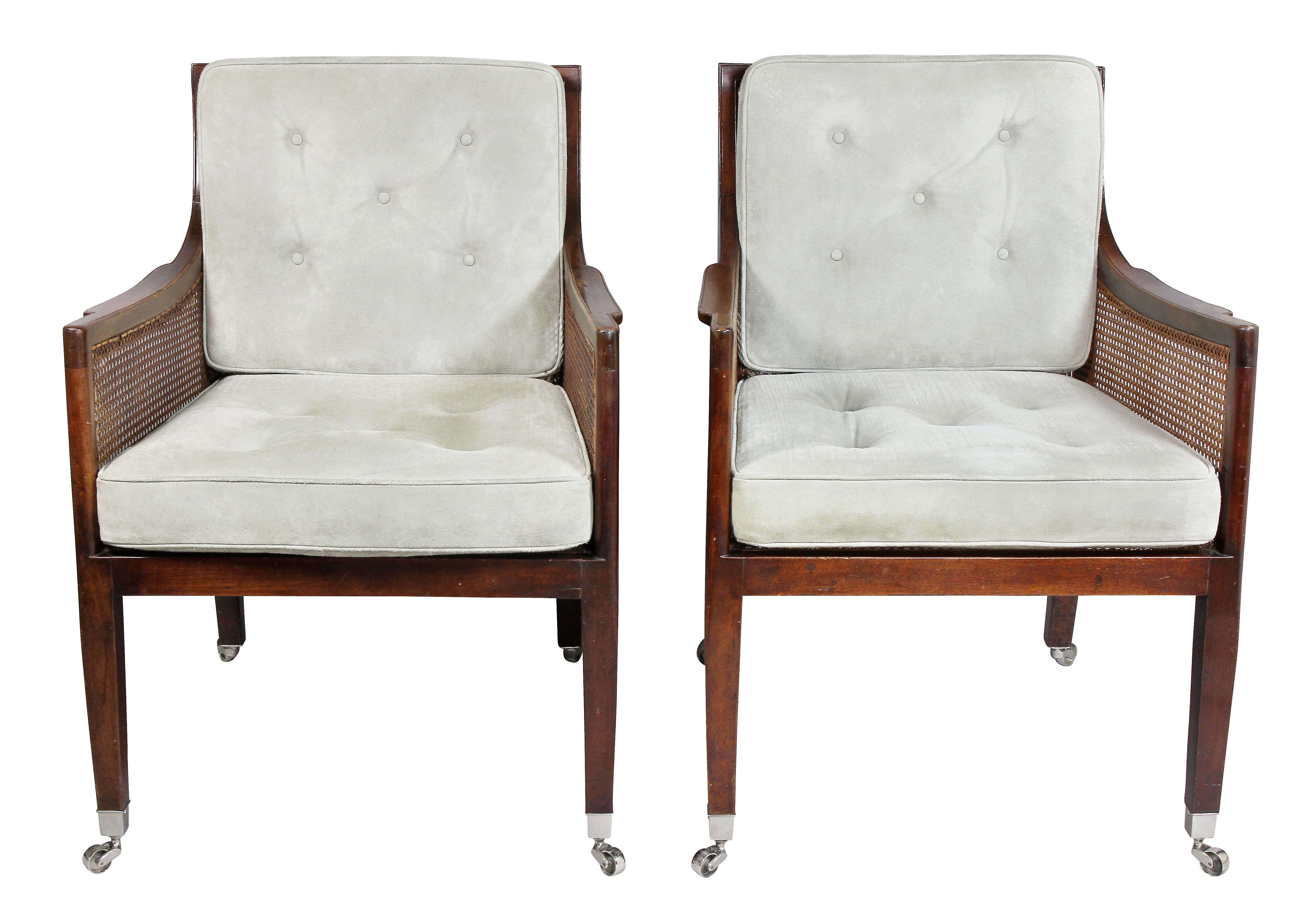 19th Century Pair of Regency Mahogany and Caned Armchairs