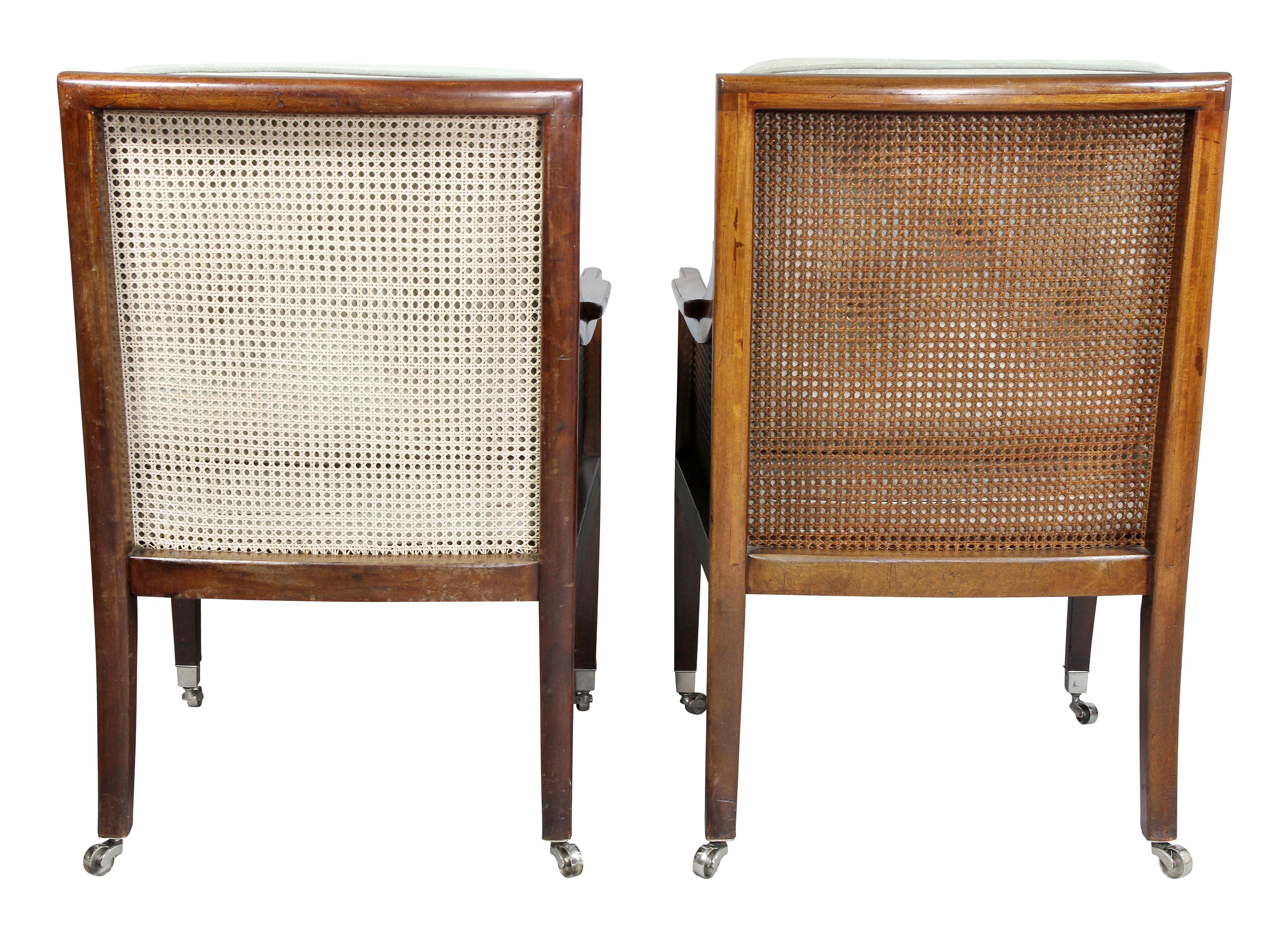 Pair of Regency Mahogany and Caned Armchairs 4