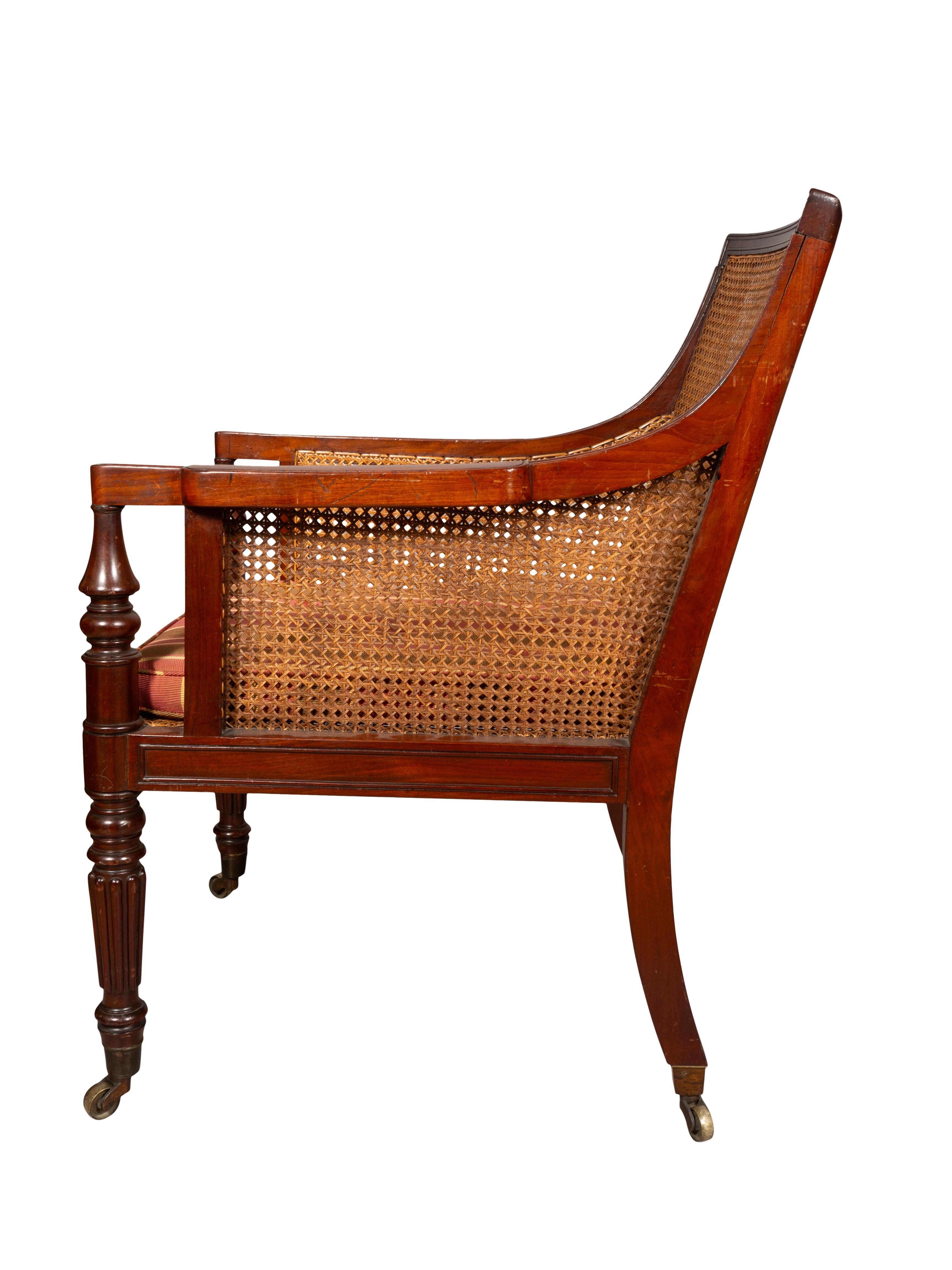 Pair Of Regency Mahogany Caned Armchairs For Sale 4