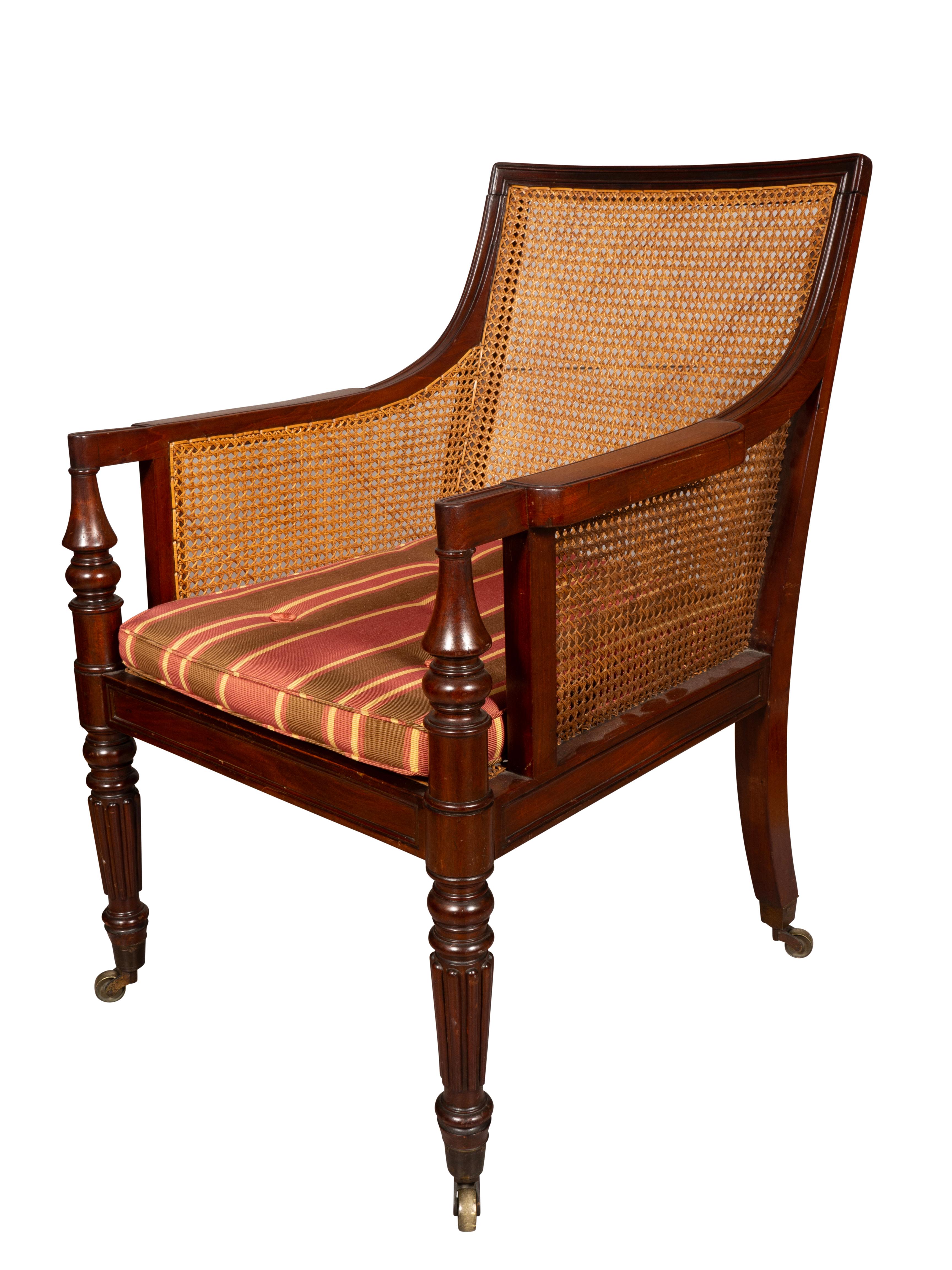Pair Of Regency Mahogany Caned Armchairs For Sale 5