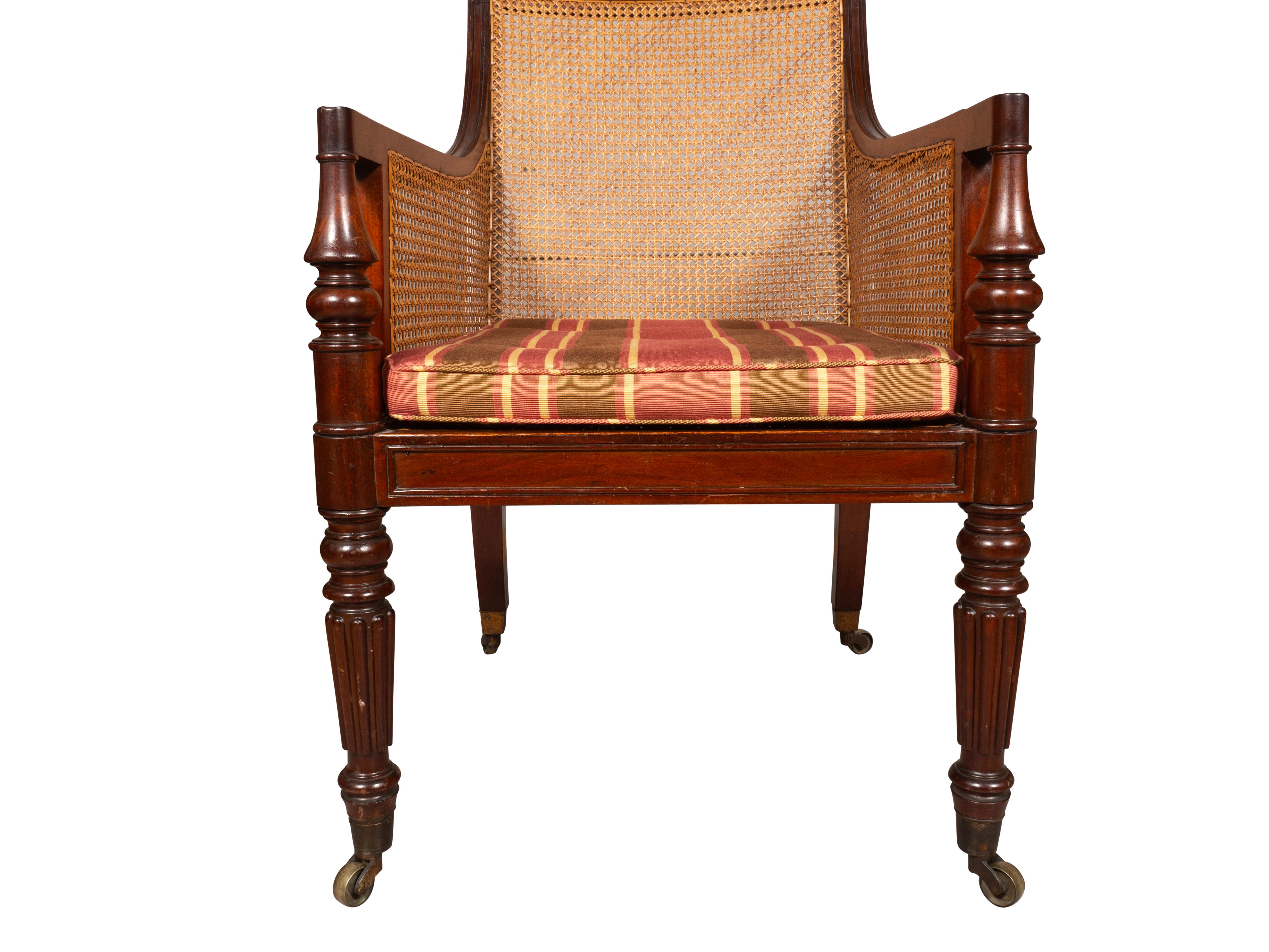Pair Of Regency Mahogany Caned Armchairs For Sale 6