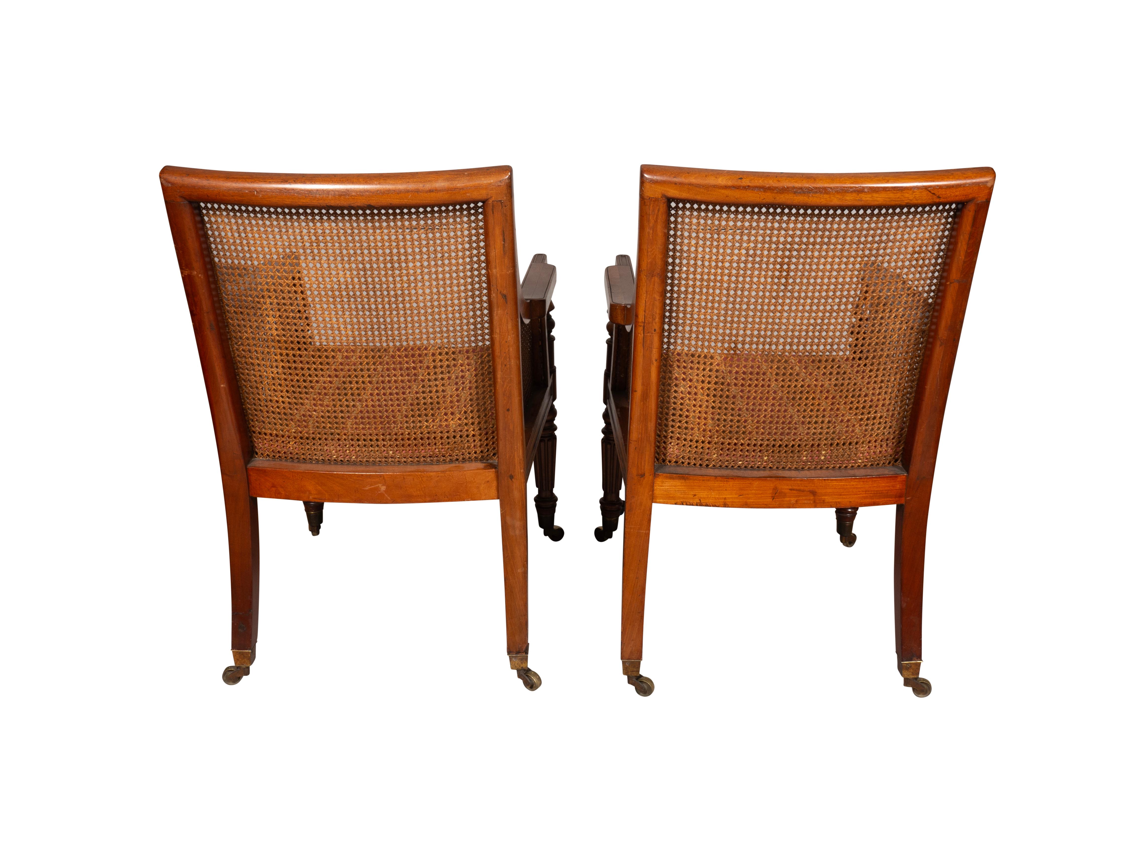 Early 19th Century Pair Of Regency Mahogany Caned Armchairs For Sale