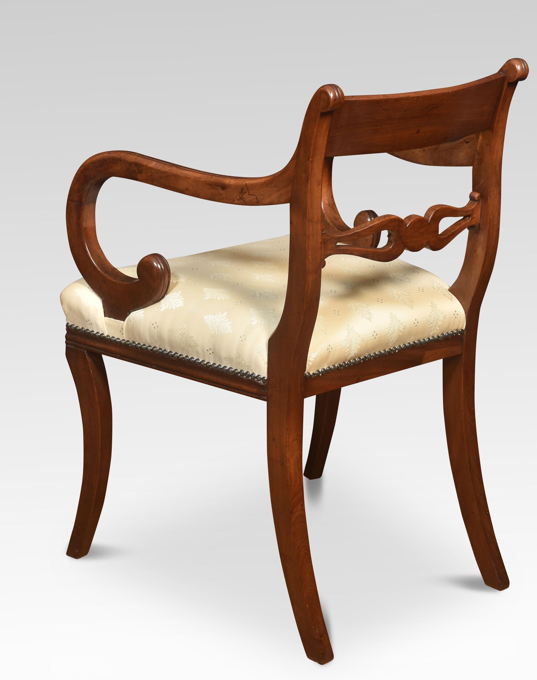 Brass Pair of Regency Mahogany Carver Armchairs For Sale