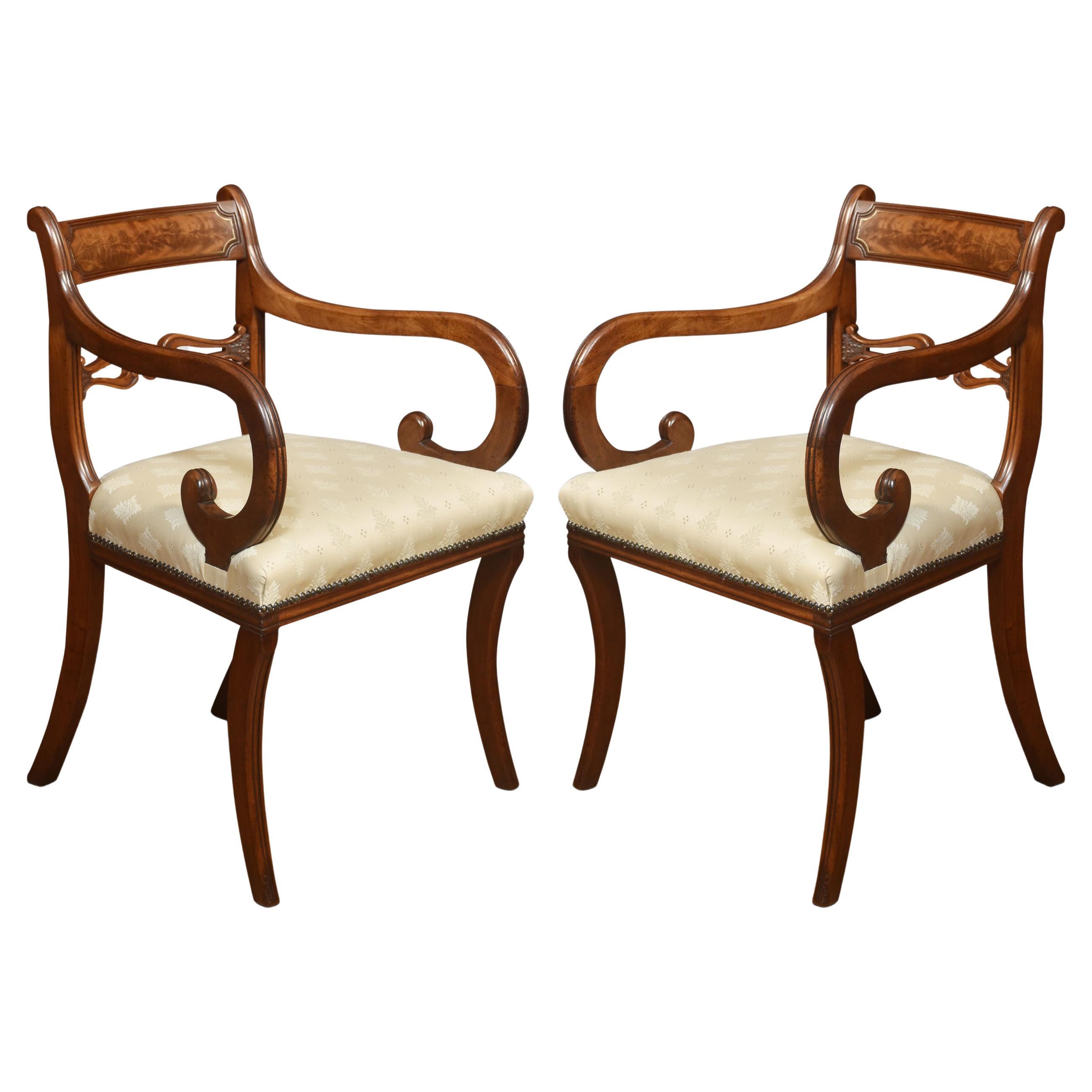 Pair of Regency Mahogany Carver Armchairs