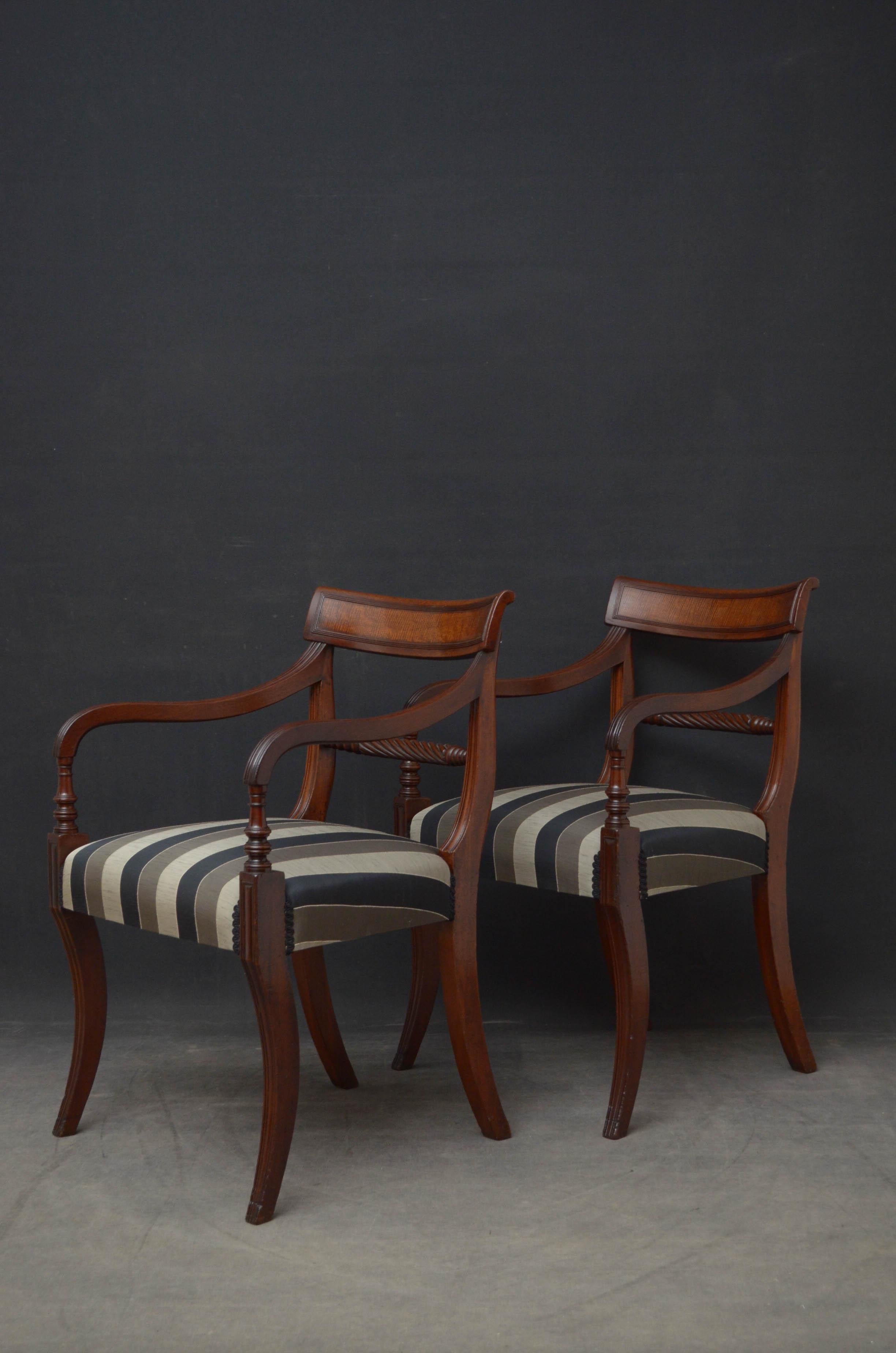 Pair of Regency Mahogany Elbow Chairs 5