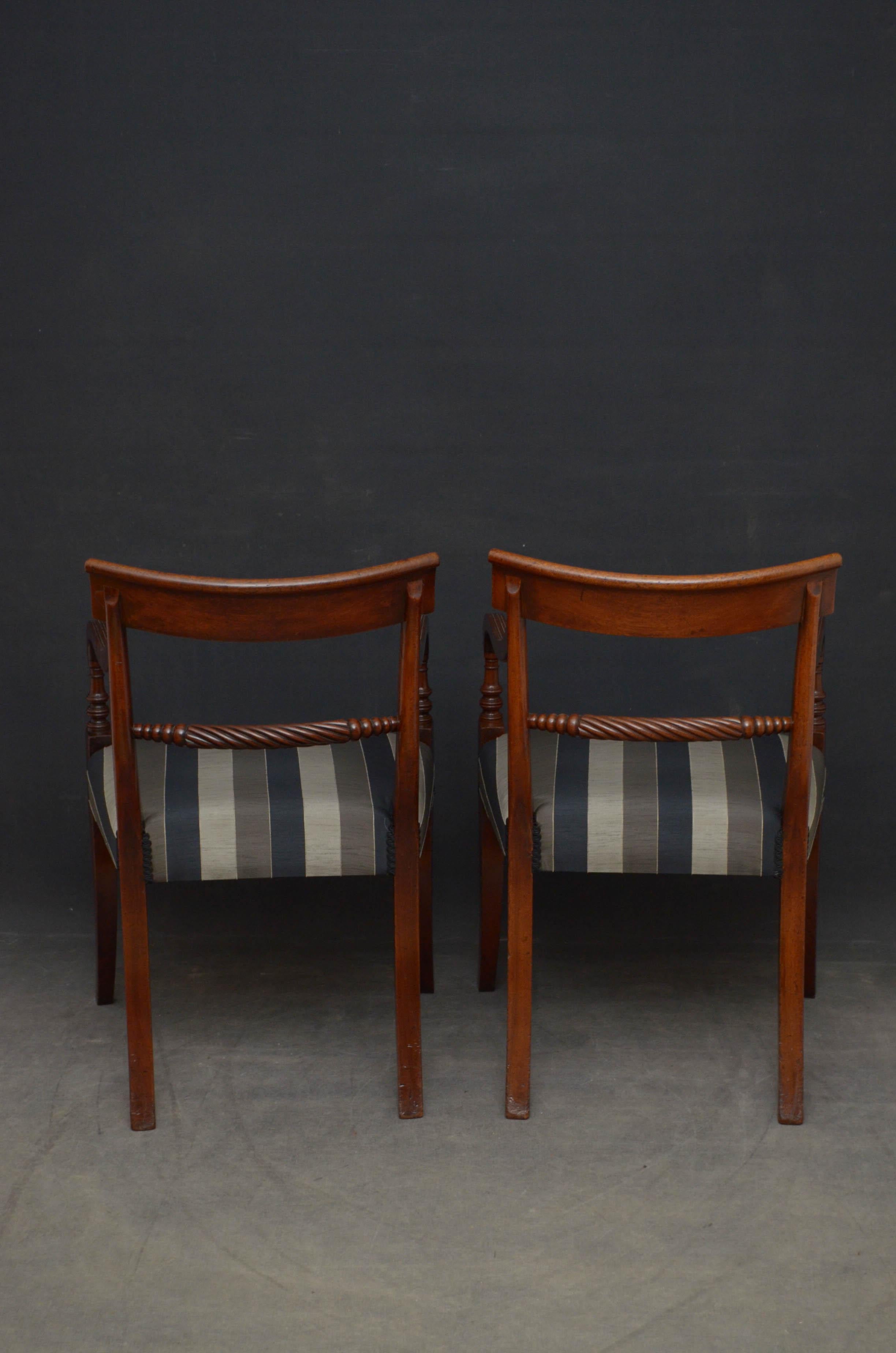 Pair of Regency Mahogany Elbow Chairs 6