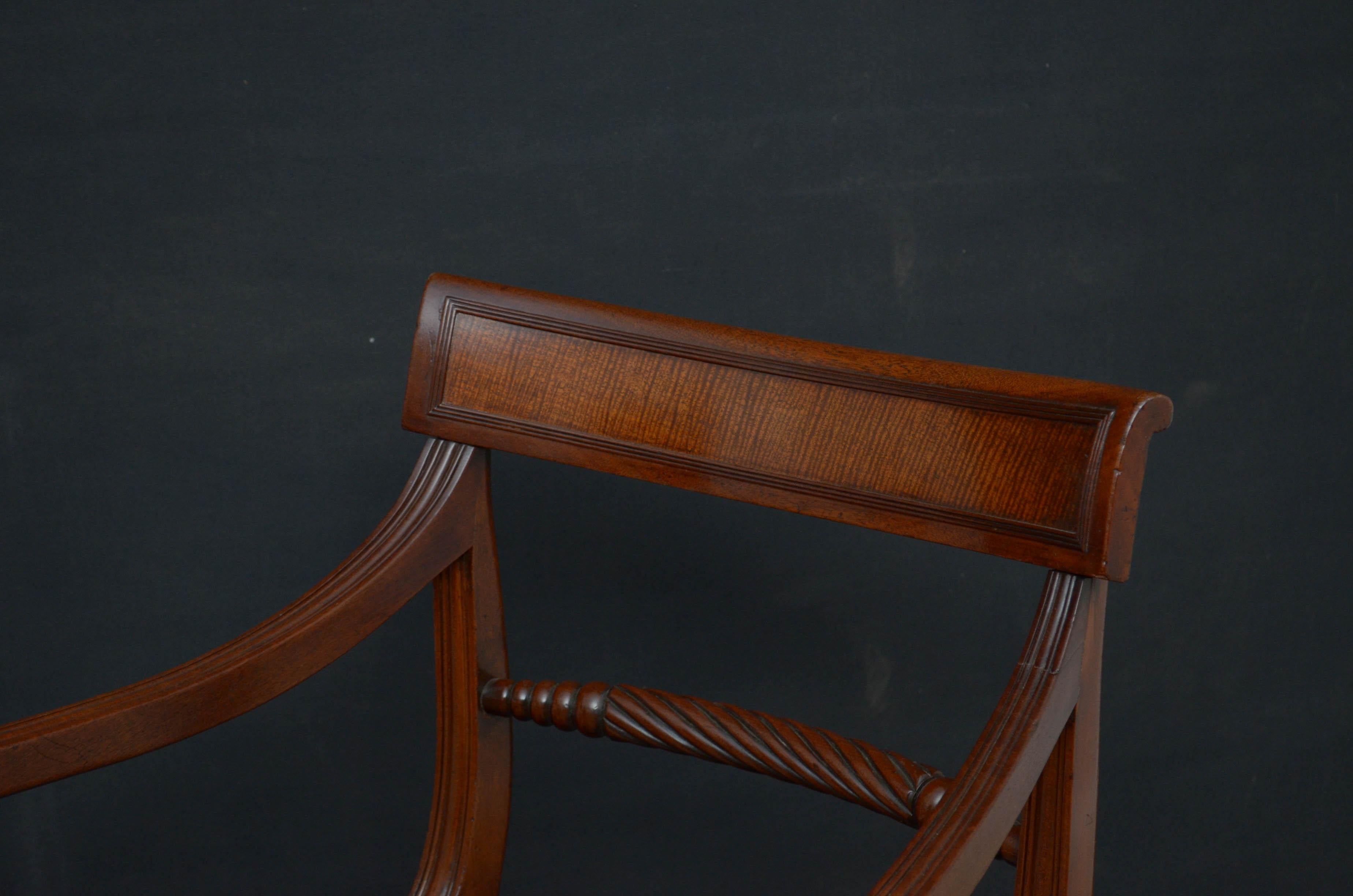 English Pair of Regency Mahogany Elbow Chairs