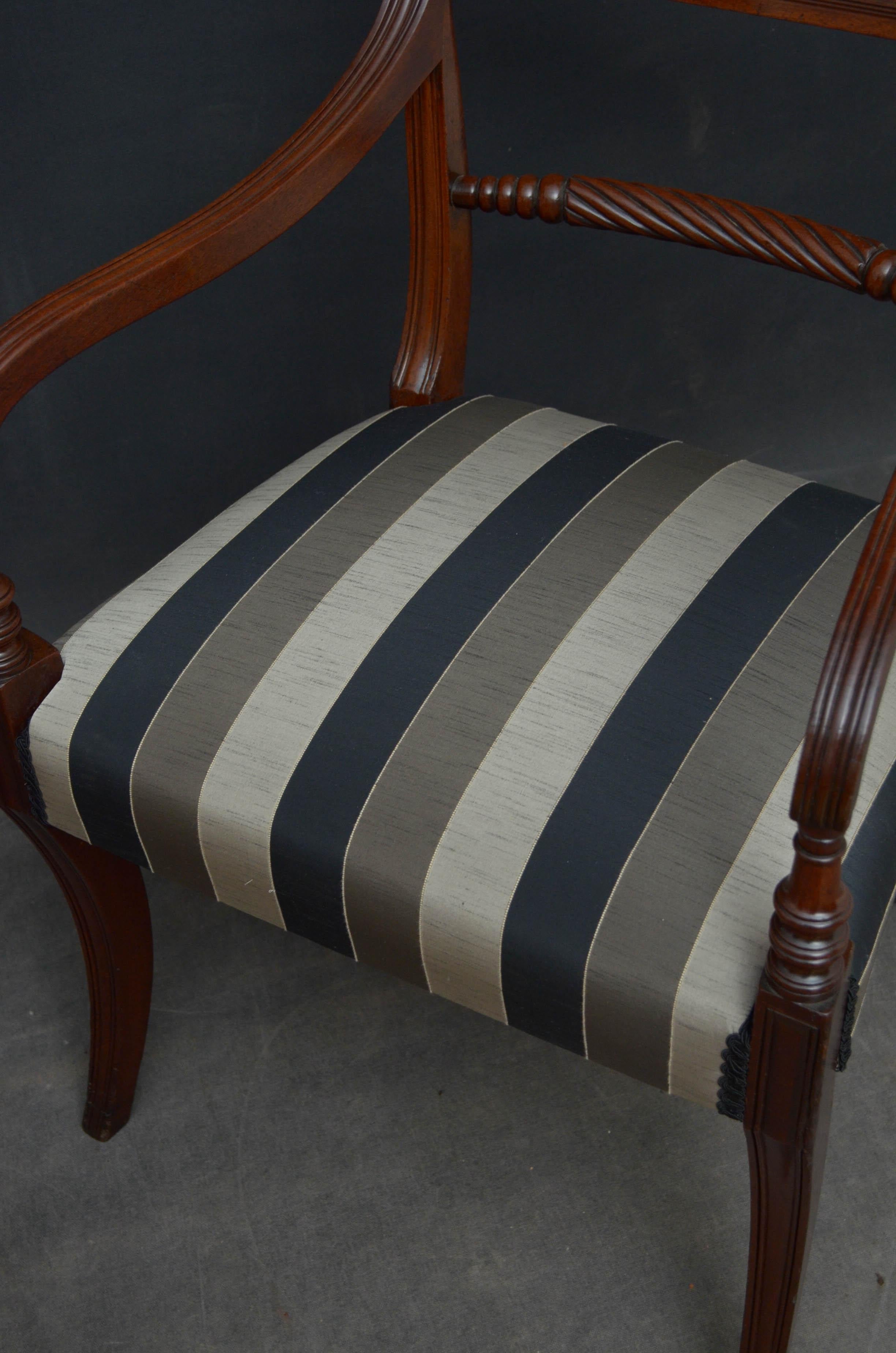 Early 19th Century Pair of Regency Mahogany Elbow Chairs