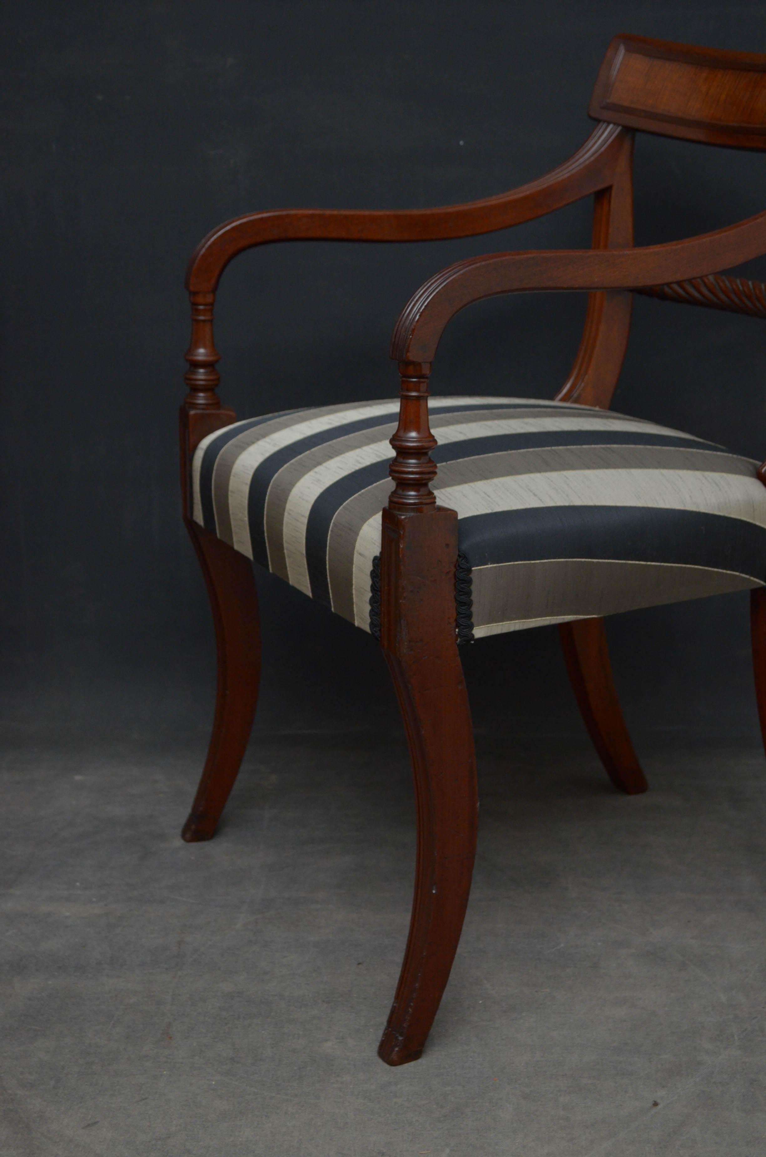 Pair of Regency Mahogany Elbow Chairs 3