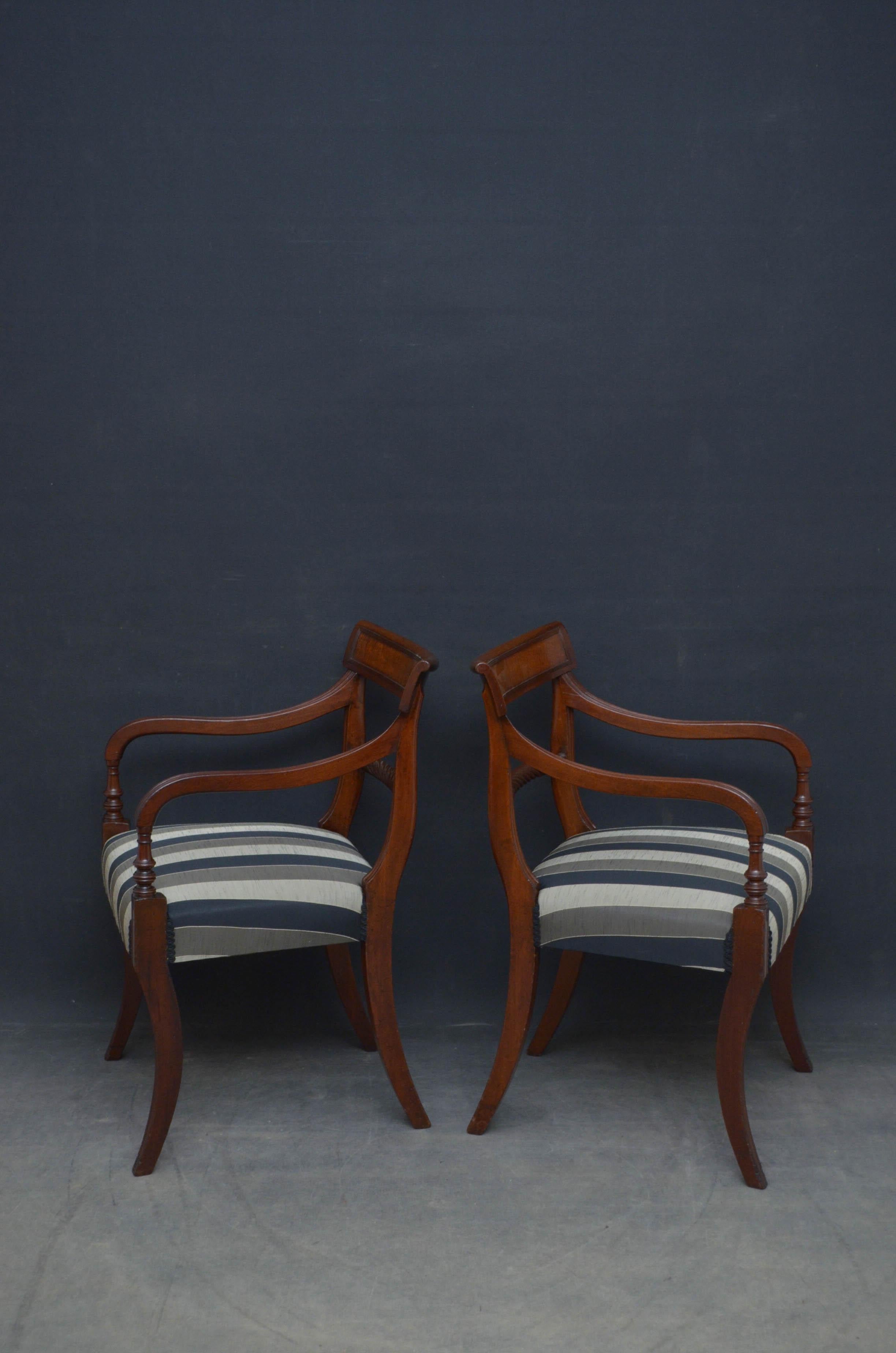 Pair of Regency Mahogany Elbow Chairs 4