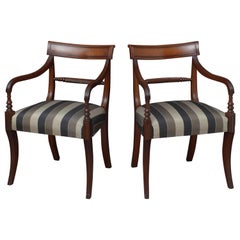 Pair of Regency Mahogany Elbow Chairs