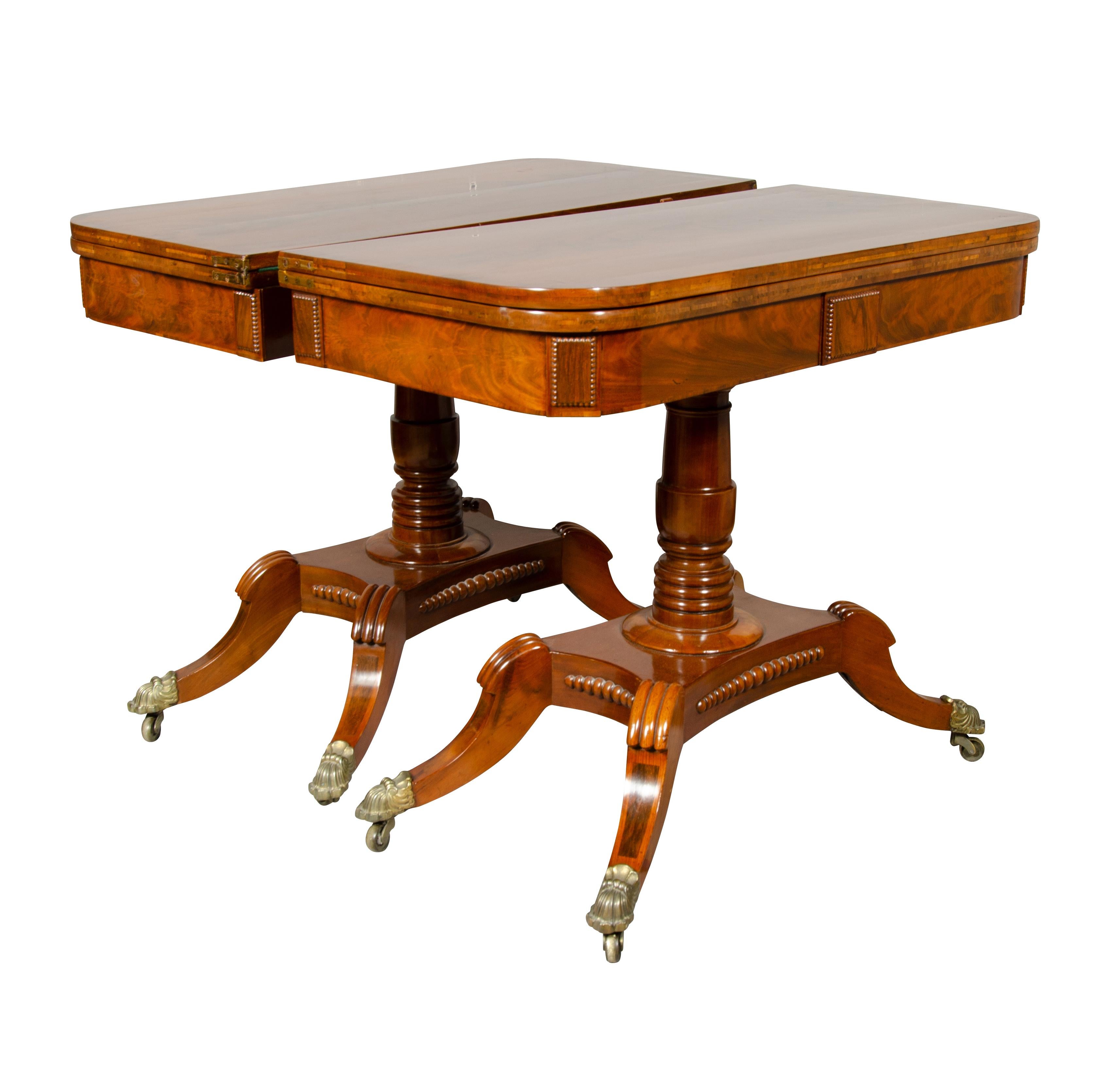 English Pair of Regency Mahogany Games Tables For Sale