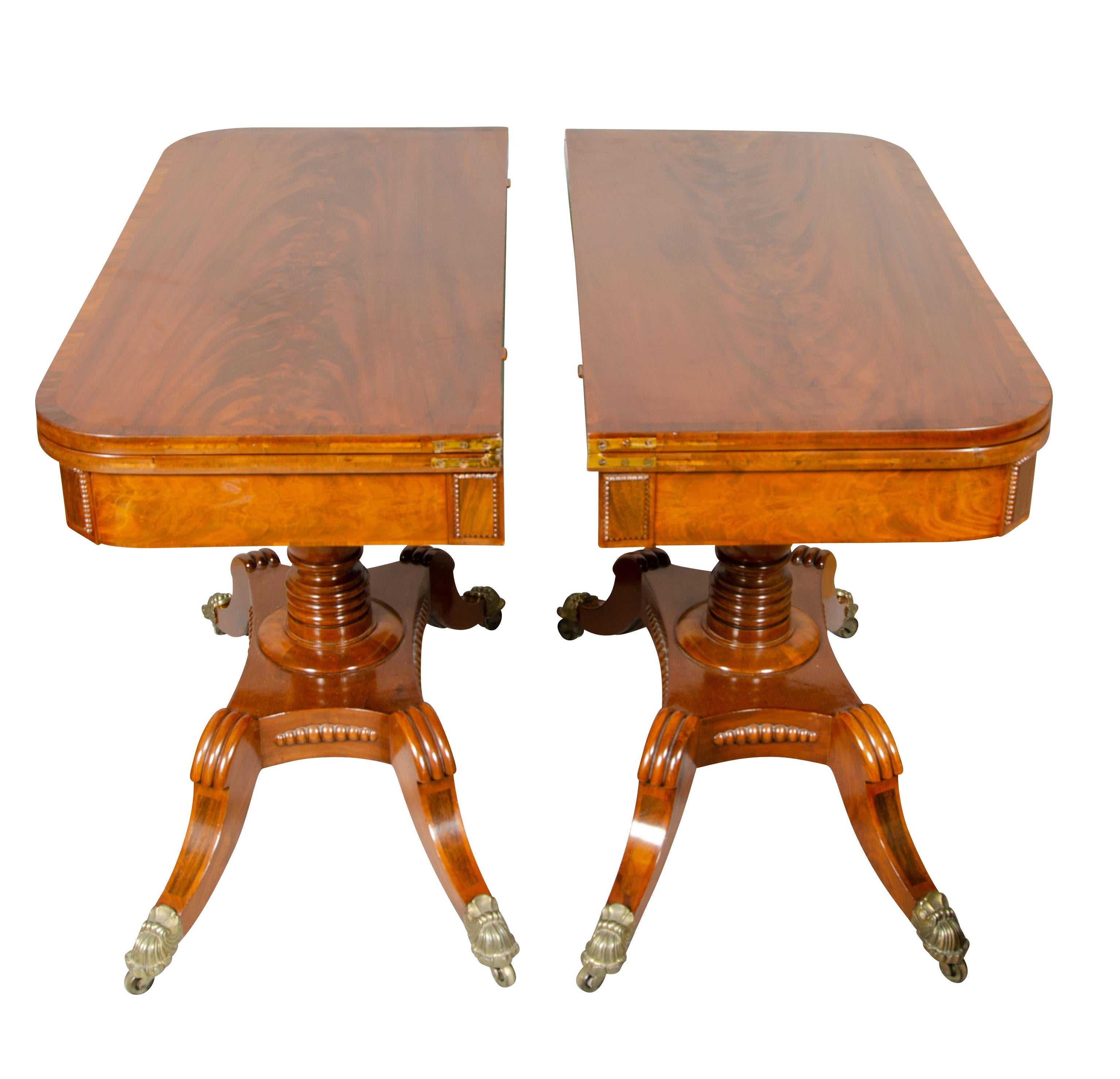 Pair of Regency Mahogany Games Tables In Good Condition For Sale In Essex, MA