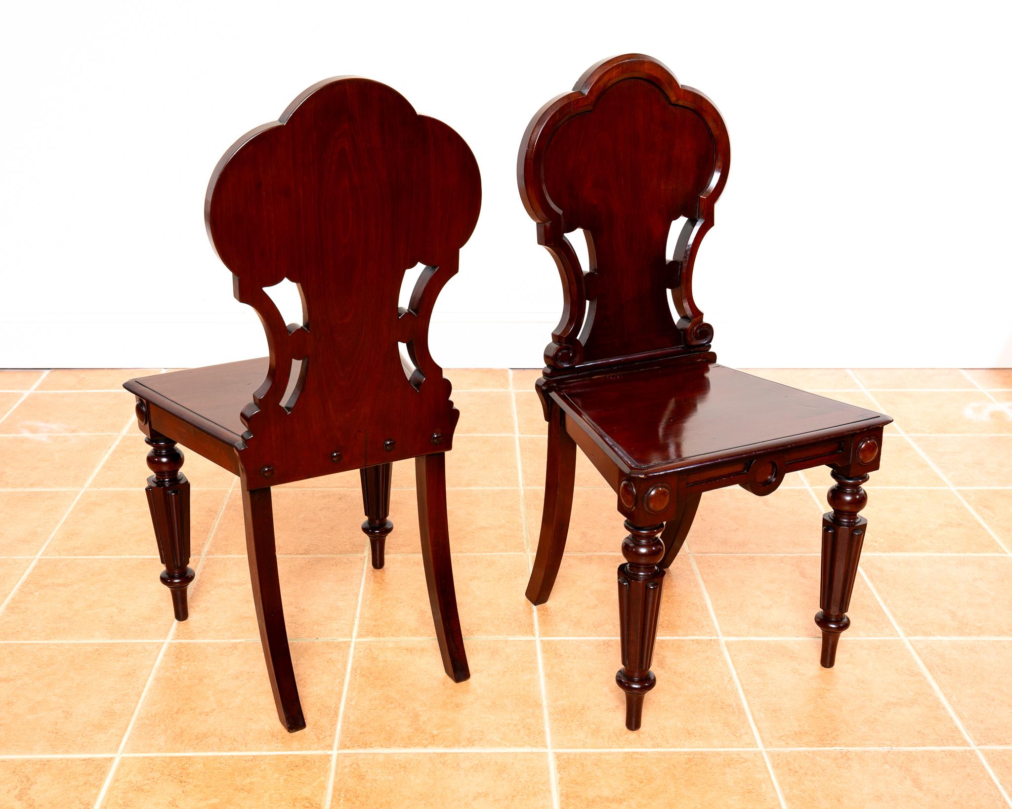 Paar Regency-Mahagoni-Hallenstühle aus der Regency-Zeit 1810 Gillows Of Lancaster Country House im Angebot 5