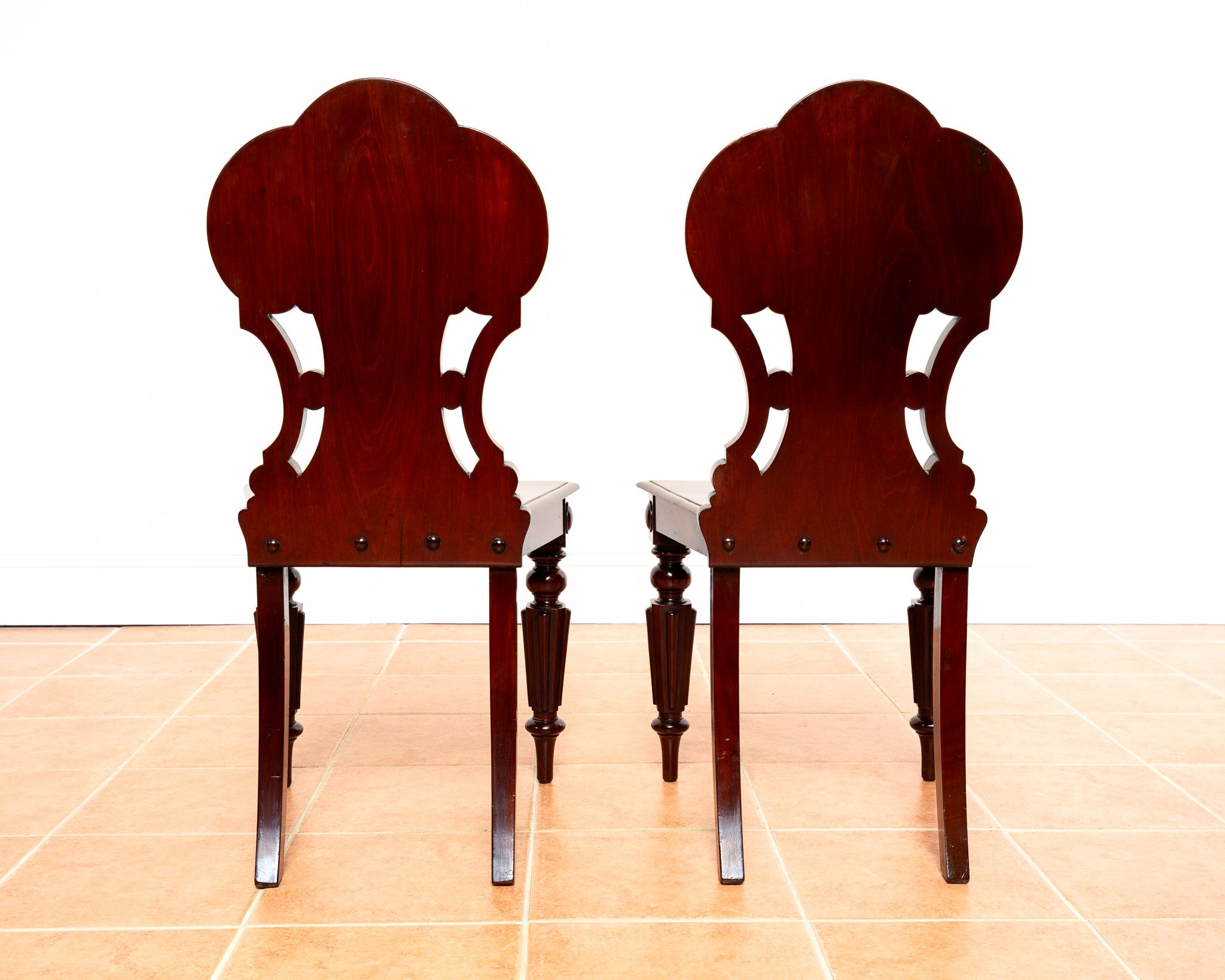 Paar Regency-Mahagoni-Hallenstühle aus der Regency-Zeit 1810 Gillows Of Lancaster Country House im Angebot 8