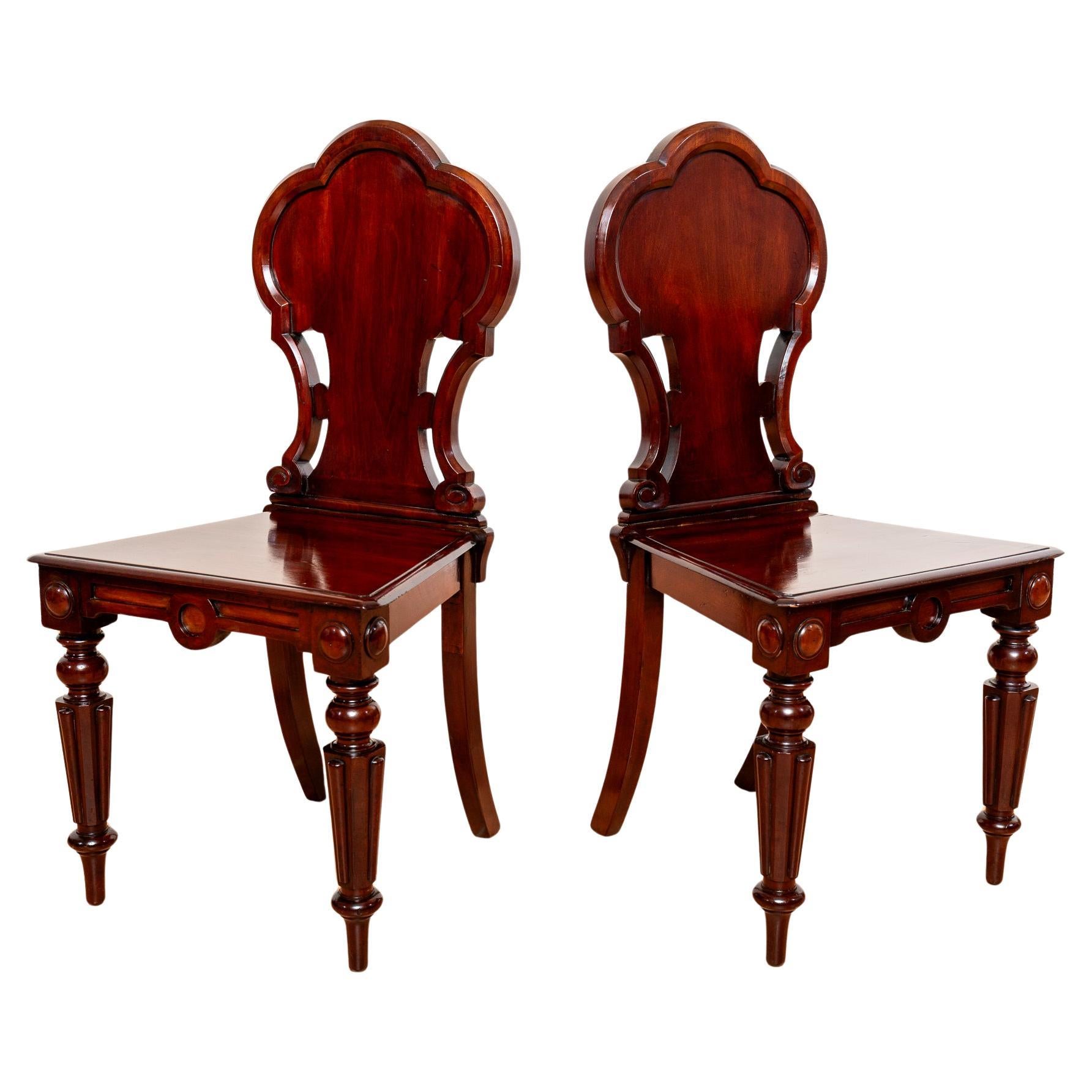 Pair Of Regency Mahogany Hall Chairs 1810 Gillows Of Lancaster Country House