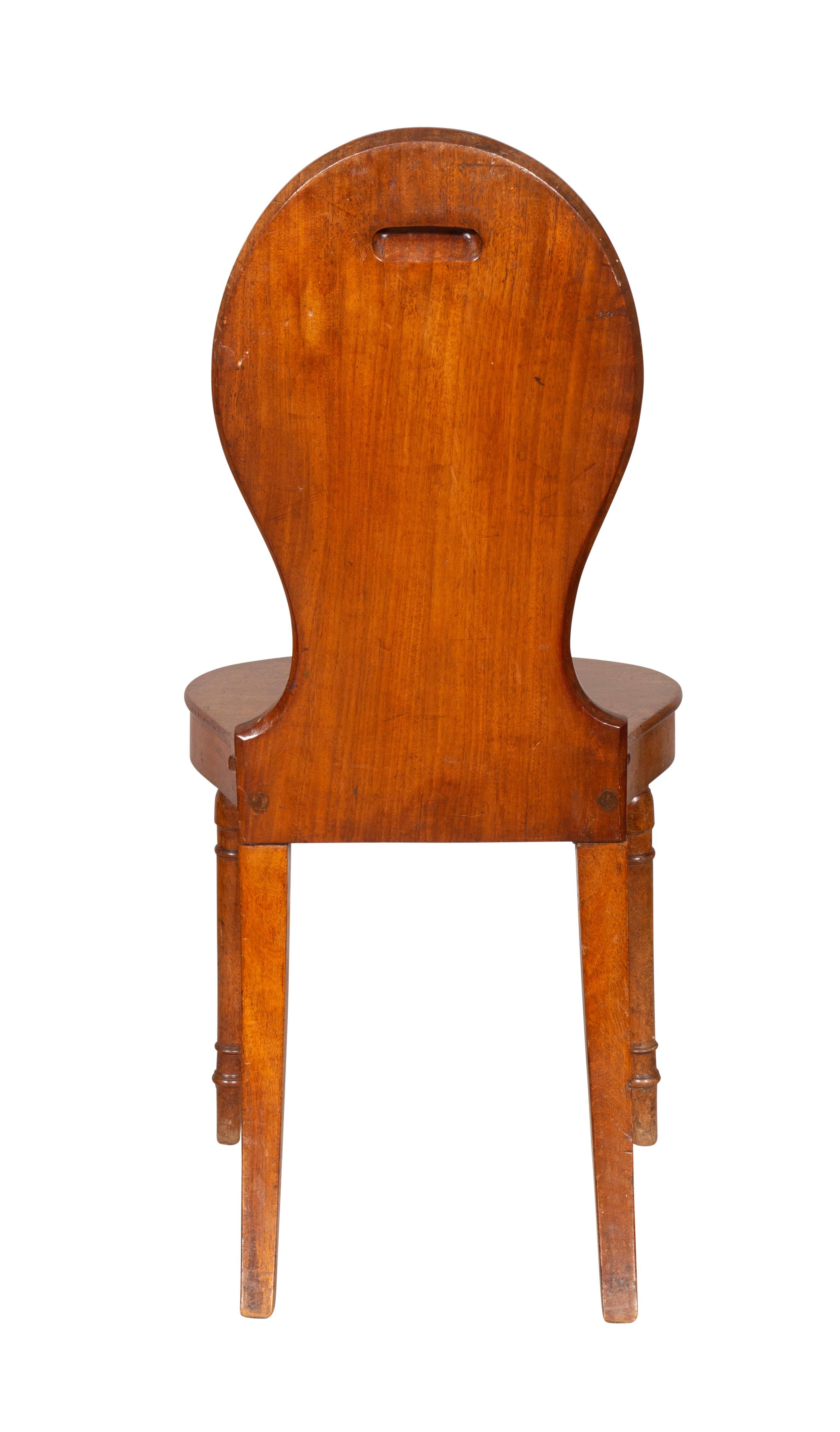 Pair of Regency Mahogany Hall Chairs 1