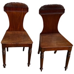 Pair of Regency Mahogany Hall Chairs