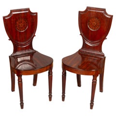 Pair Of Regency Mahogany Hall Chairs