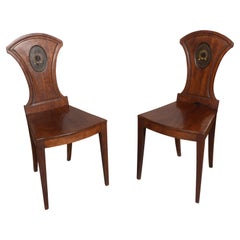 Pair Of Regency Mahogany Hall Chairs