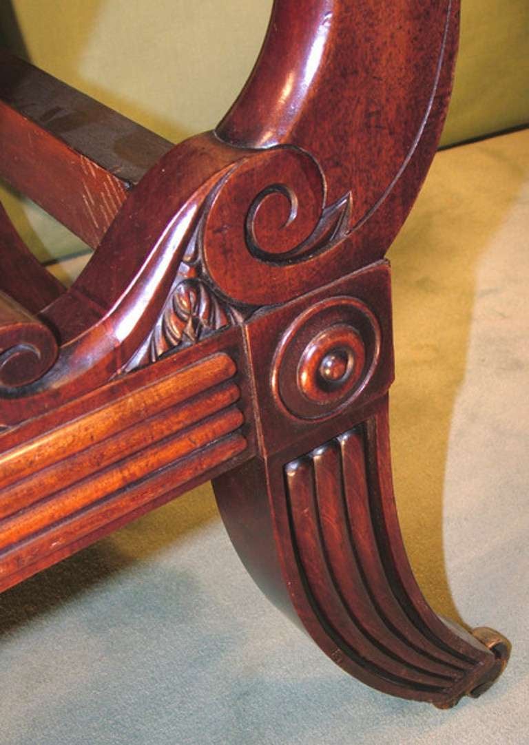 English Pair of Regency Mahogany Library Armchairs For Sale