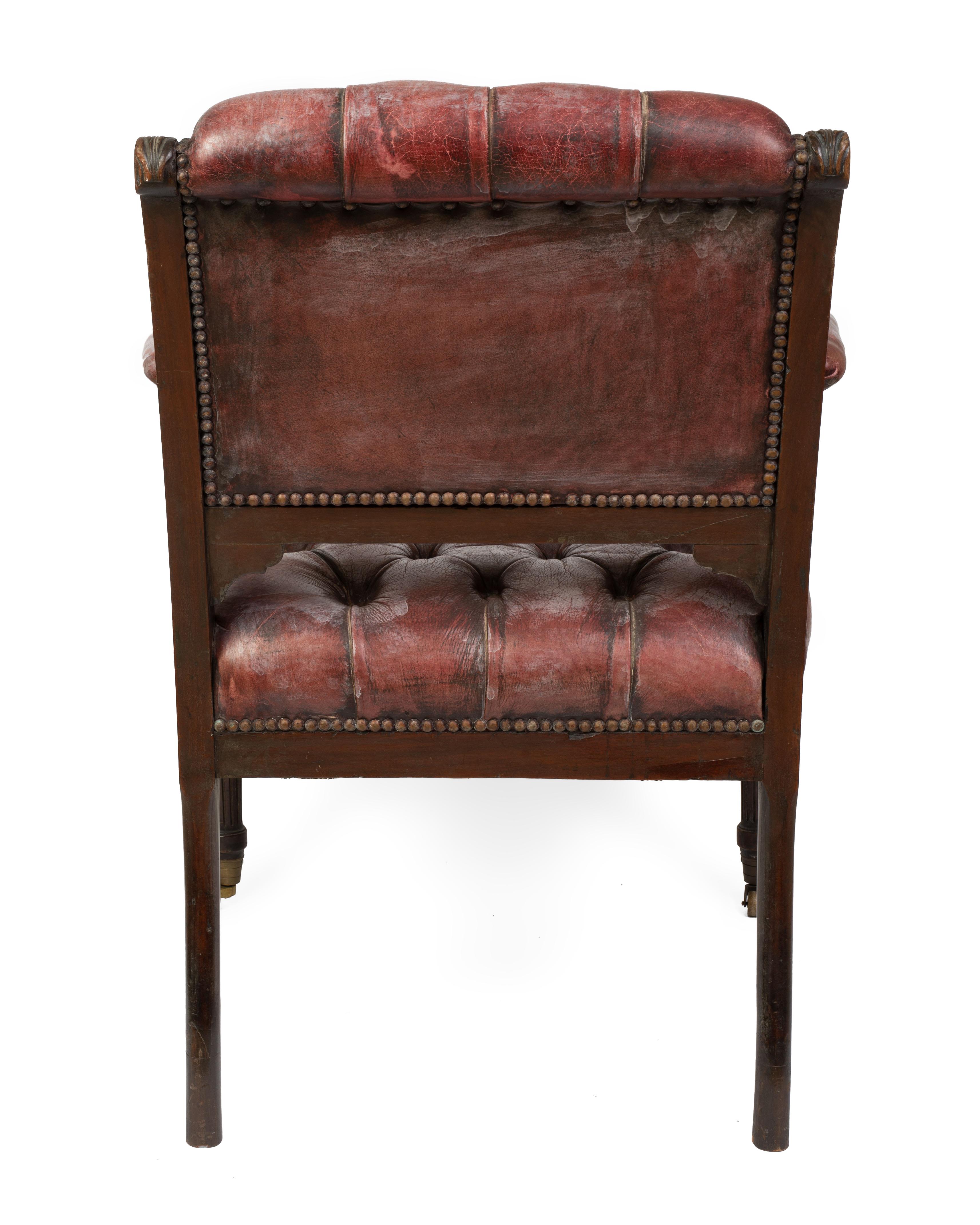 19th Century Pair of Regency Mahogany Library Armchairs