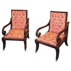 Antique Pair of Regency Mahogany Library Armchairs