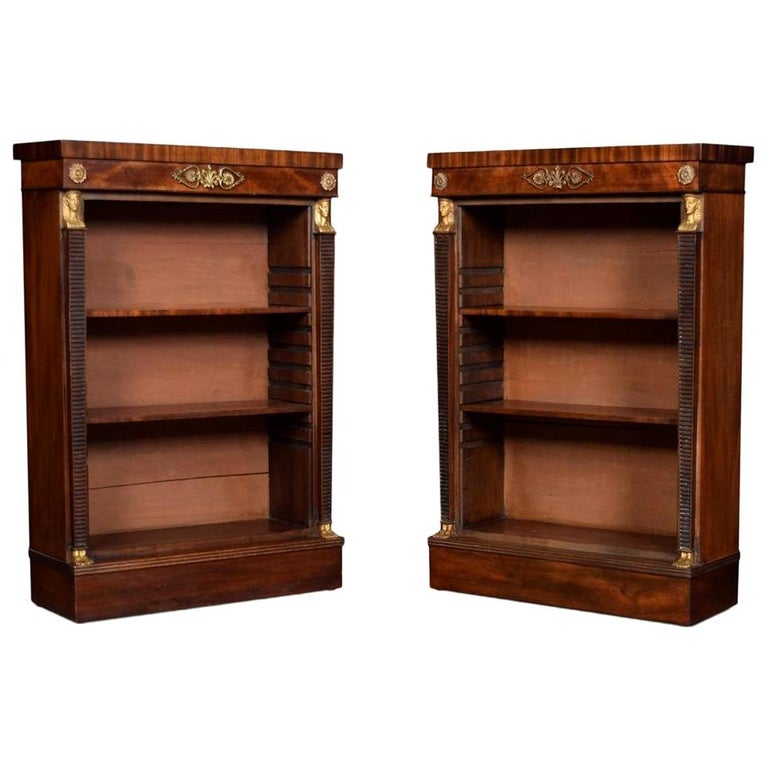 Pair of Regency Mahogany Open Bookcases For Sale at 1stDibs