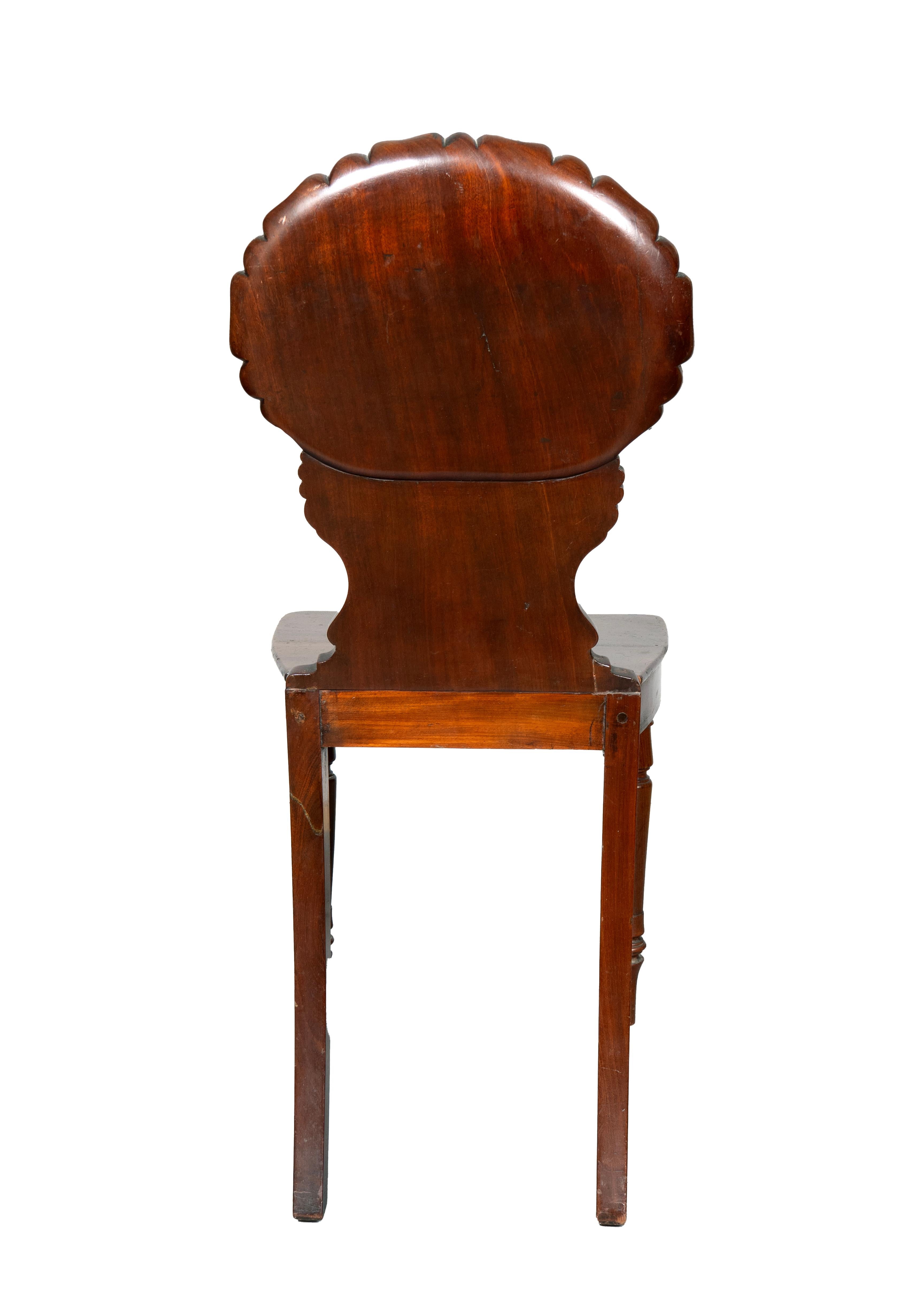 Pair Of Regency Mahogany Shell Back Hall Chairs For Sale 3