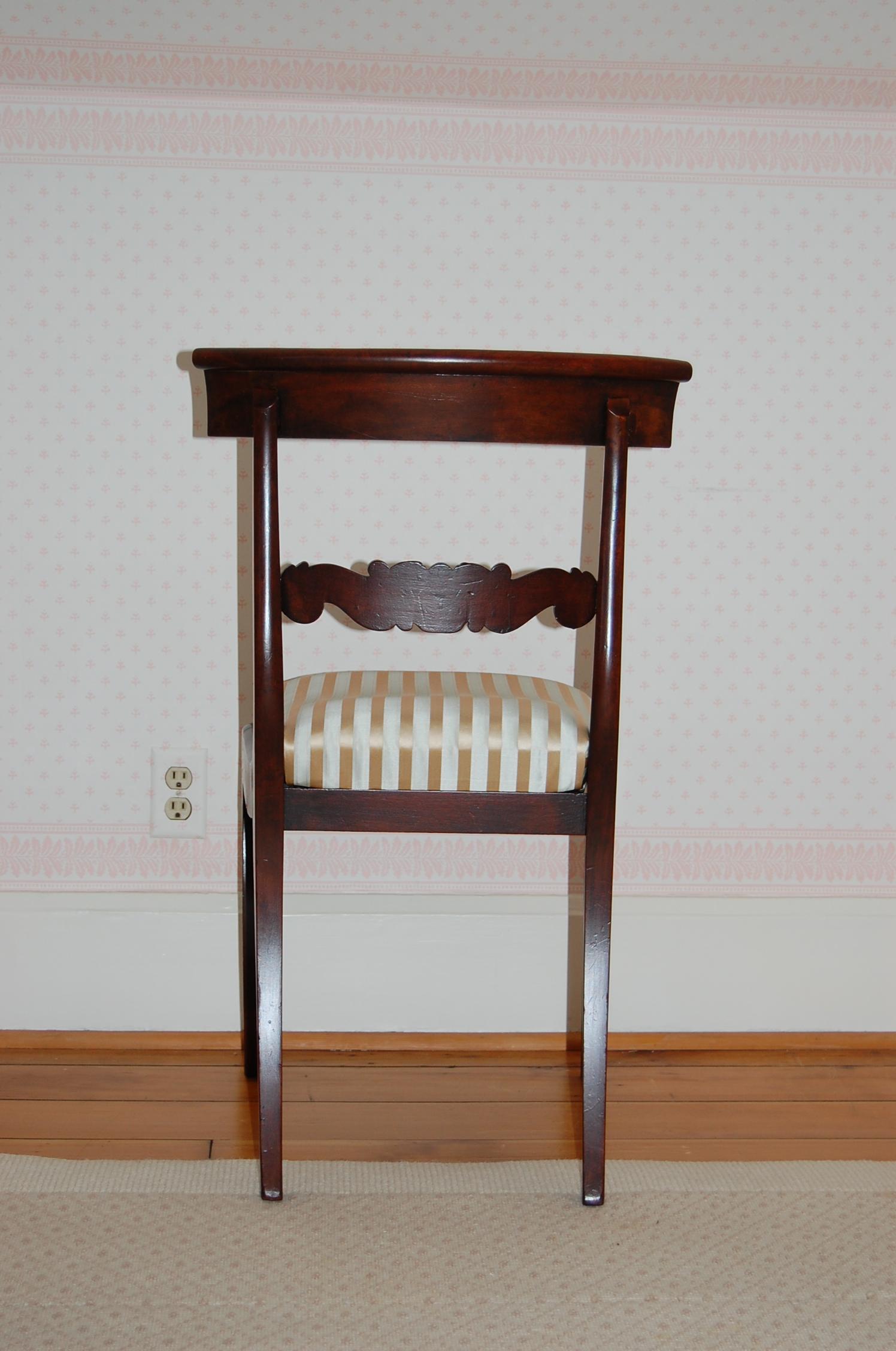 Pair of Regency Mahogany Side Chairs  & New Scalamandre Silk Fabric In Good Condition In Pittsburgh, PA