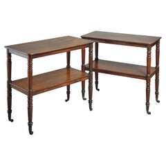 Pair of Regency Mahogany Two-Tier Side Tables