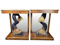 Pair of Regency Mirror Back Dolphin Console Tables, 19th Century