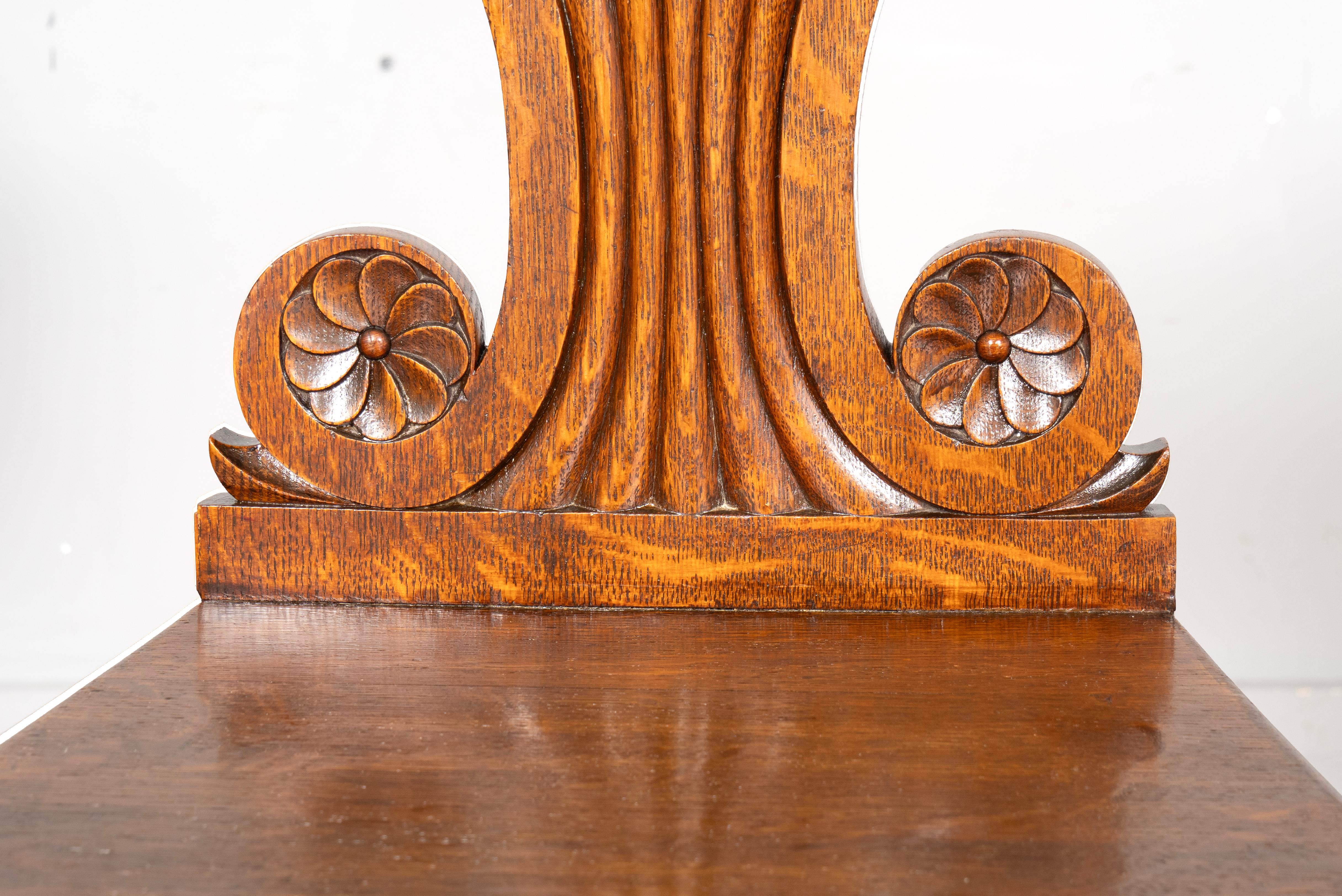 Pair Of Regency Oak Hall Chairs For Sale 5