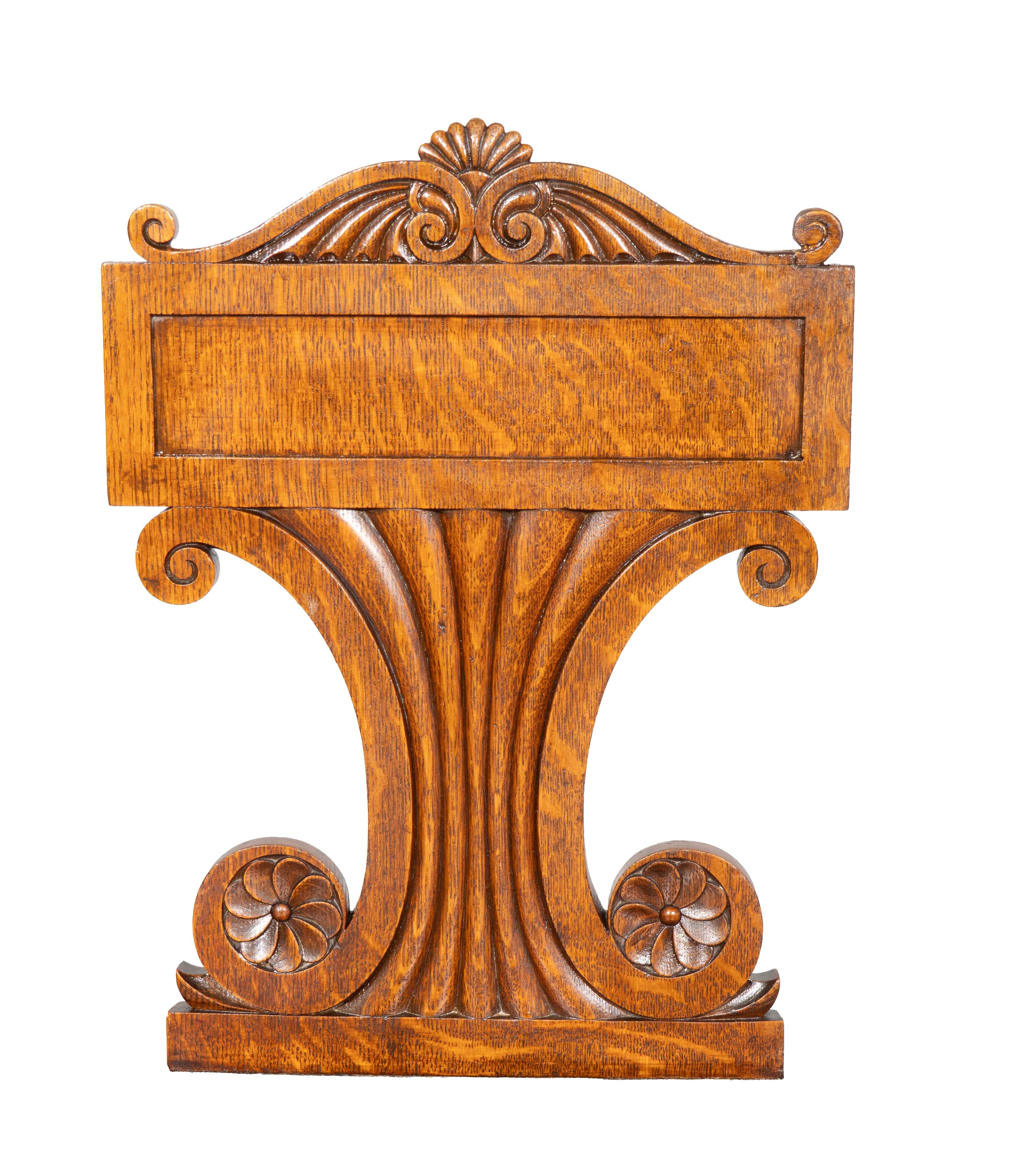Pair Of Regency Oak Hall Chairs In Good Condition For Sale In Essex, MA