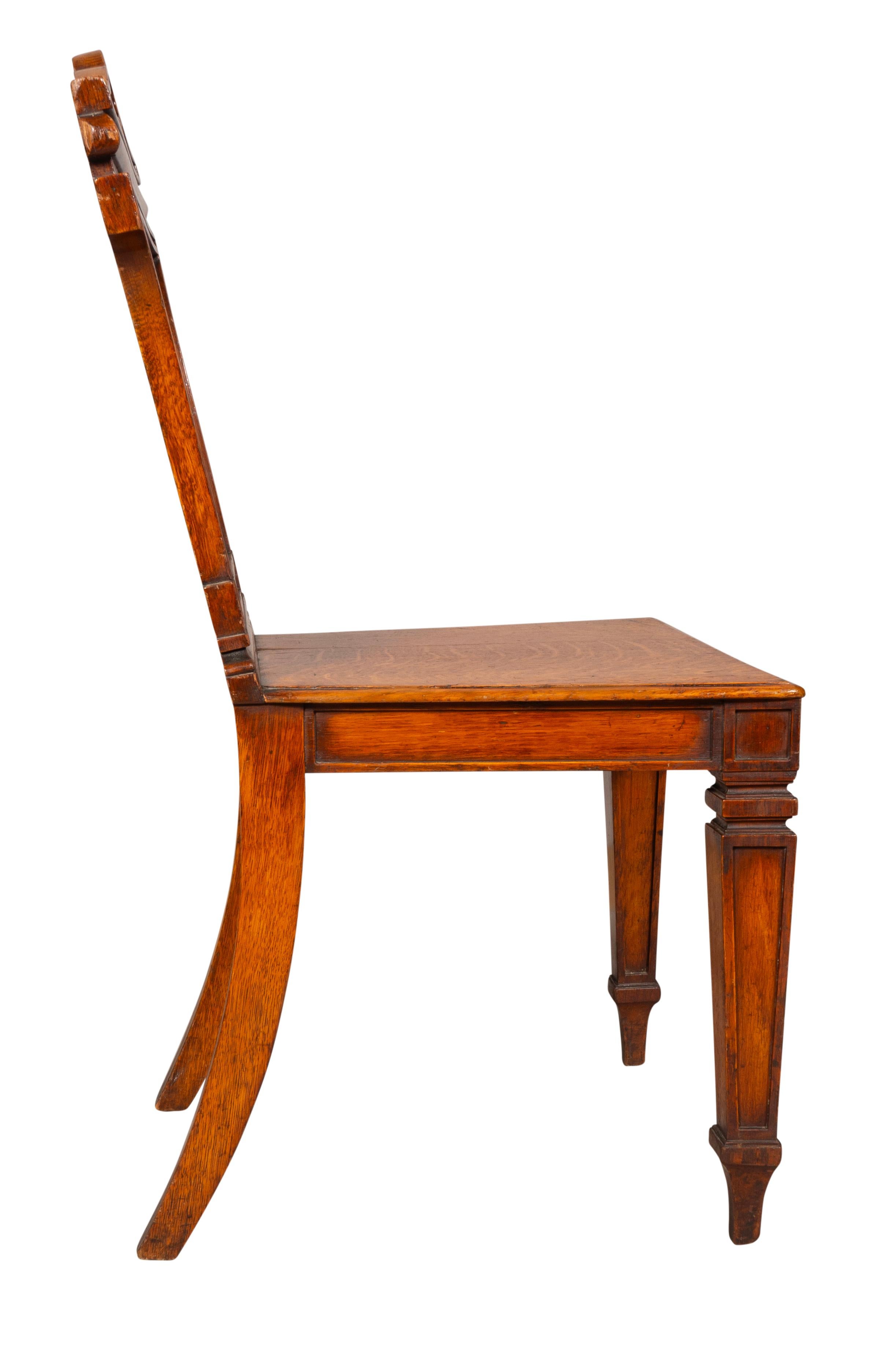 Pair Of Regency Oak Hall Chairs For Sale 1