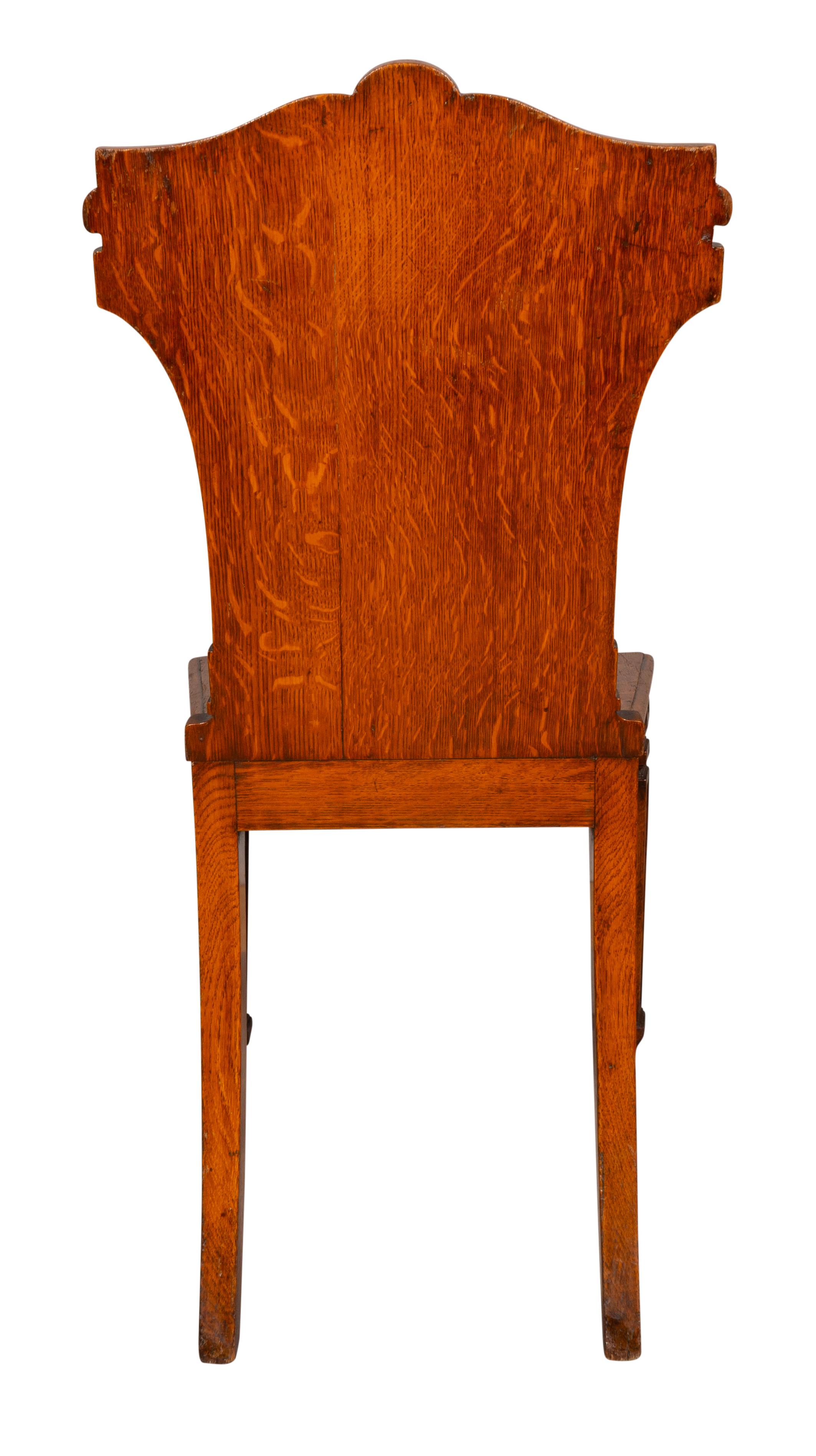 Pair Of Regency Oak Hall Chairs For Sale 2