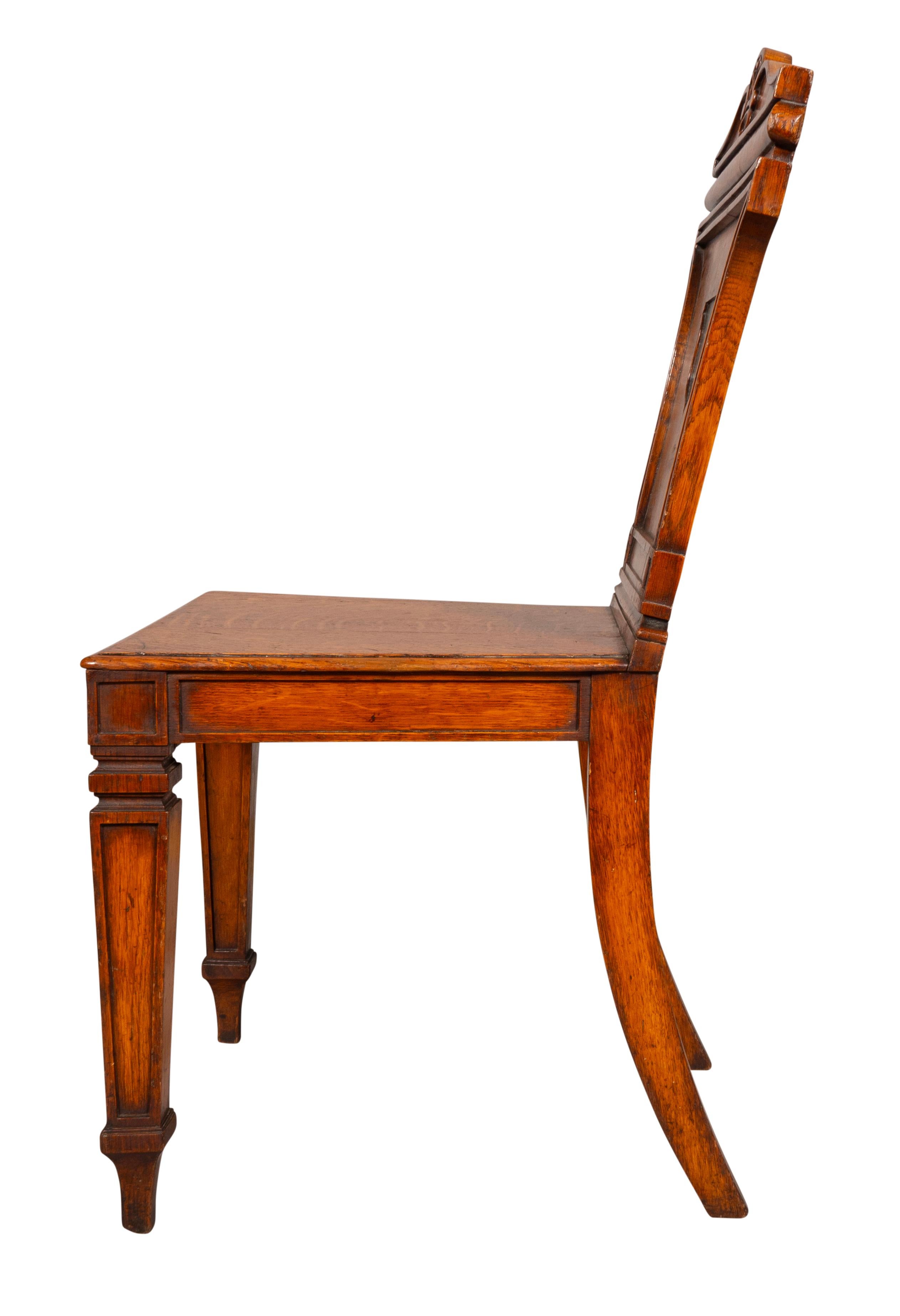 Pair Of Regency Oak Hall Chairs For Sale 3