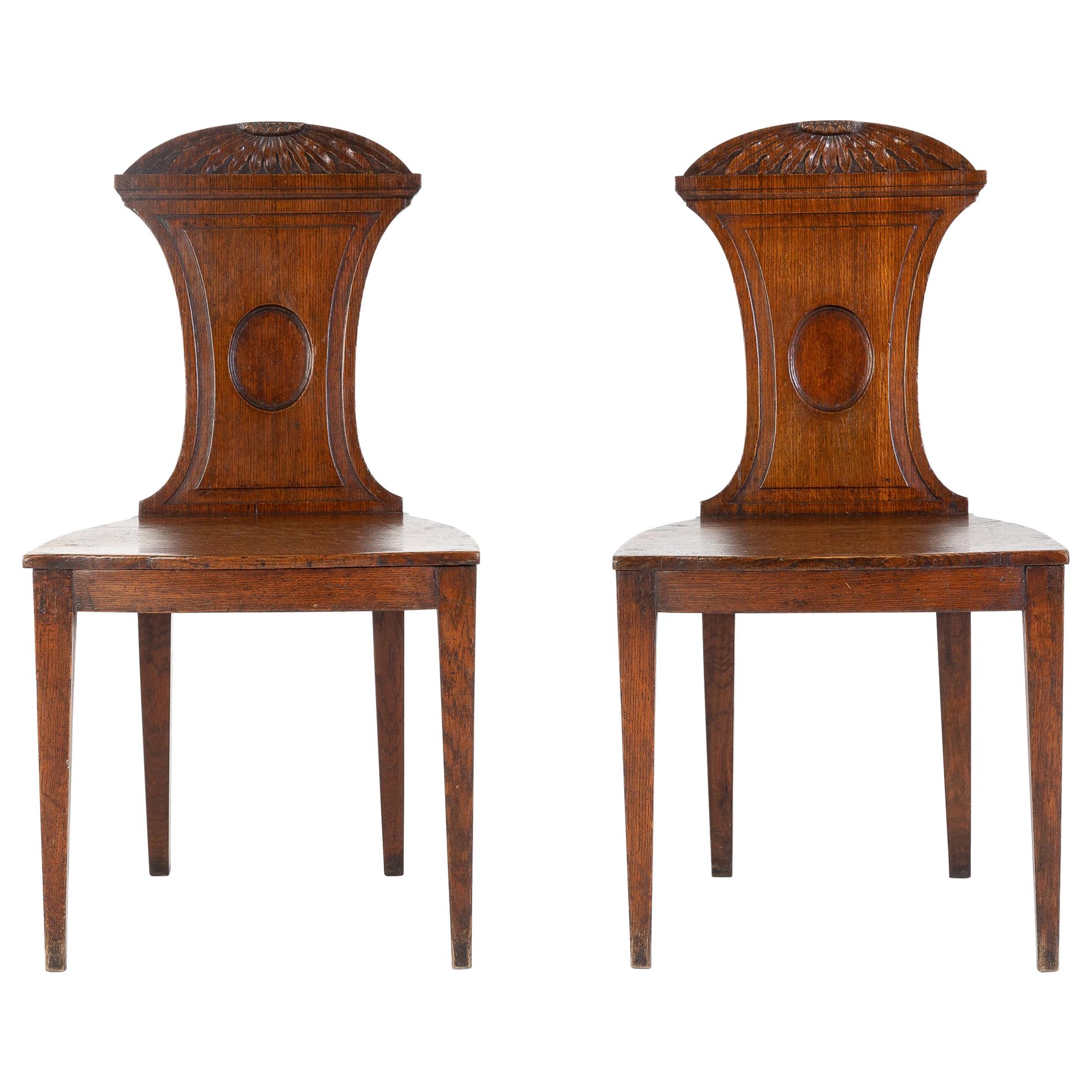 Pair of Regency Oak Hall Chairs